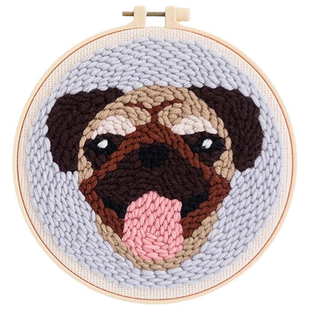 Punch Needle Kit DIY Needlework Animal Dog Embroidery for Adult Kid Starter B