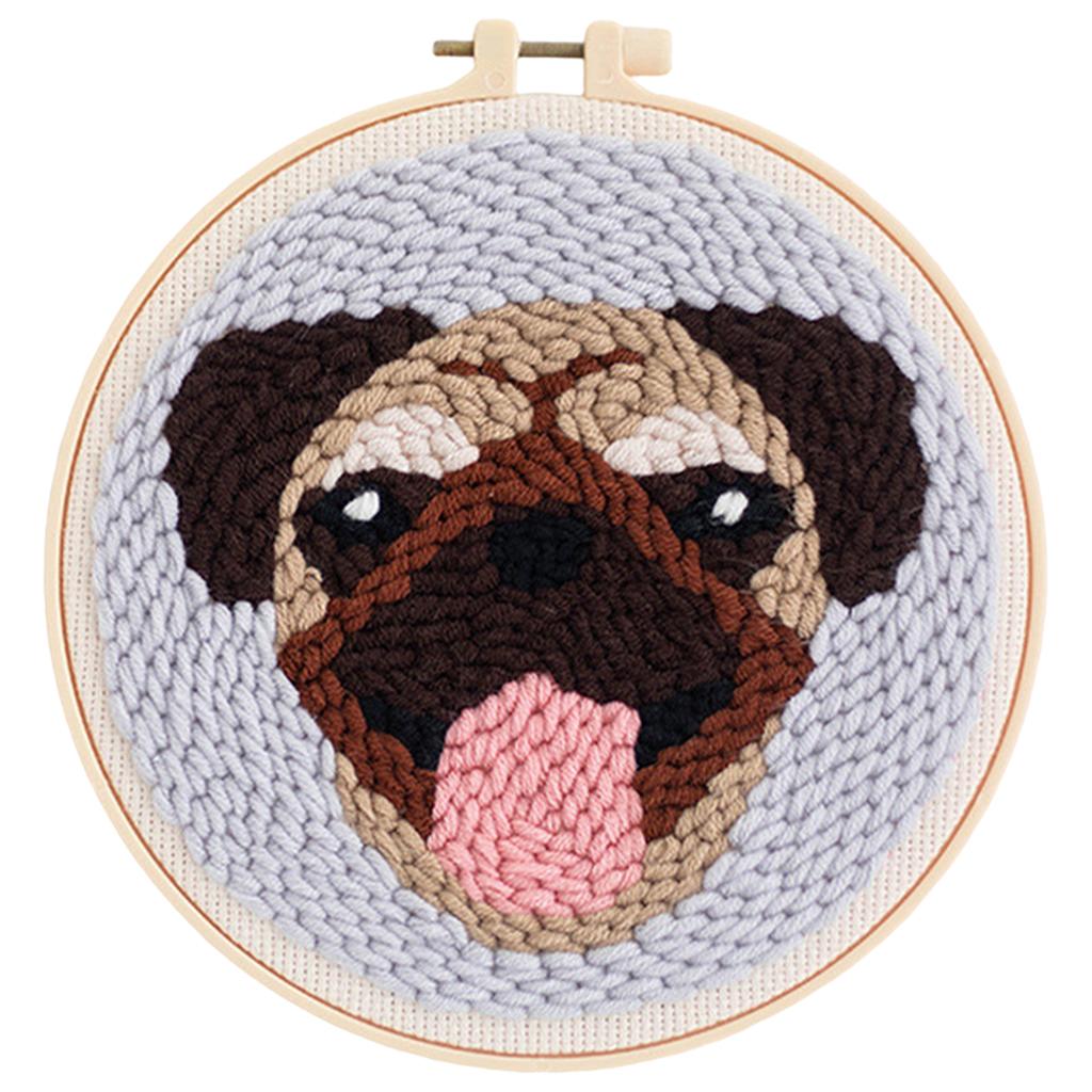 Punch Needle Kit DIY Needlework Animal Dog Embroidery for Adult Kid Starter B