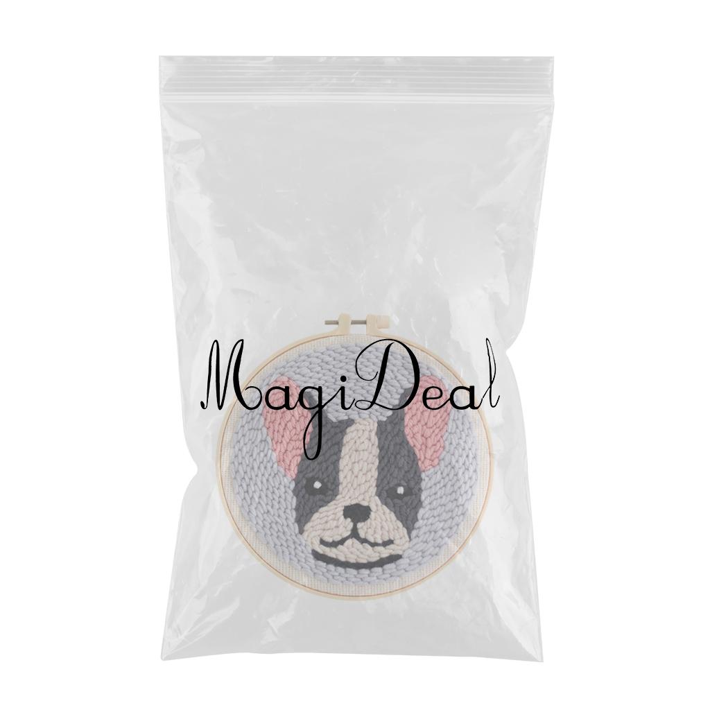 Punch Needle Kit DIY Needlework Animal Dog Embroidery for Adult Kid Starter C