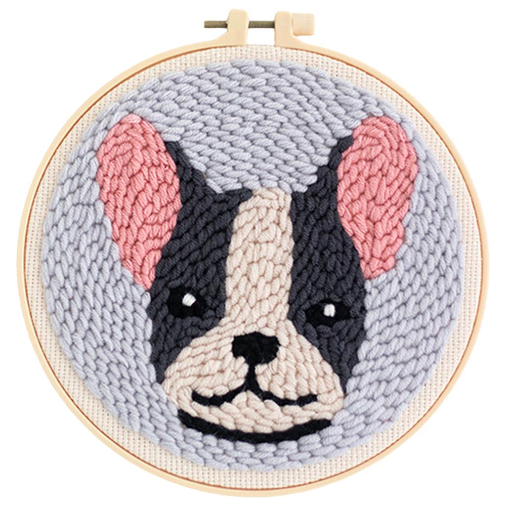 Punch Needle Kit DIY Needlework Animal Dog Embroidery for Adult Kid Starter C