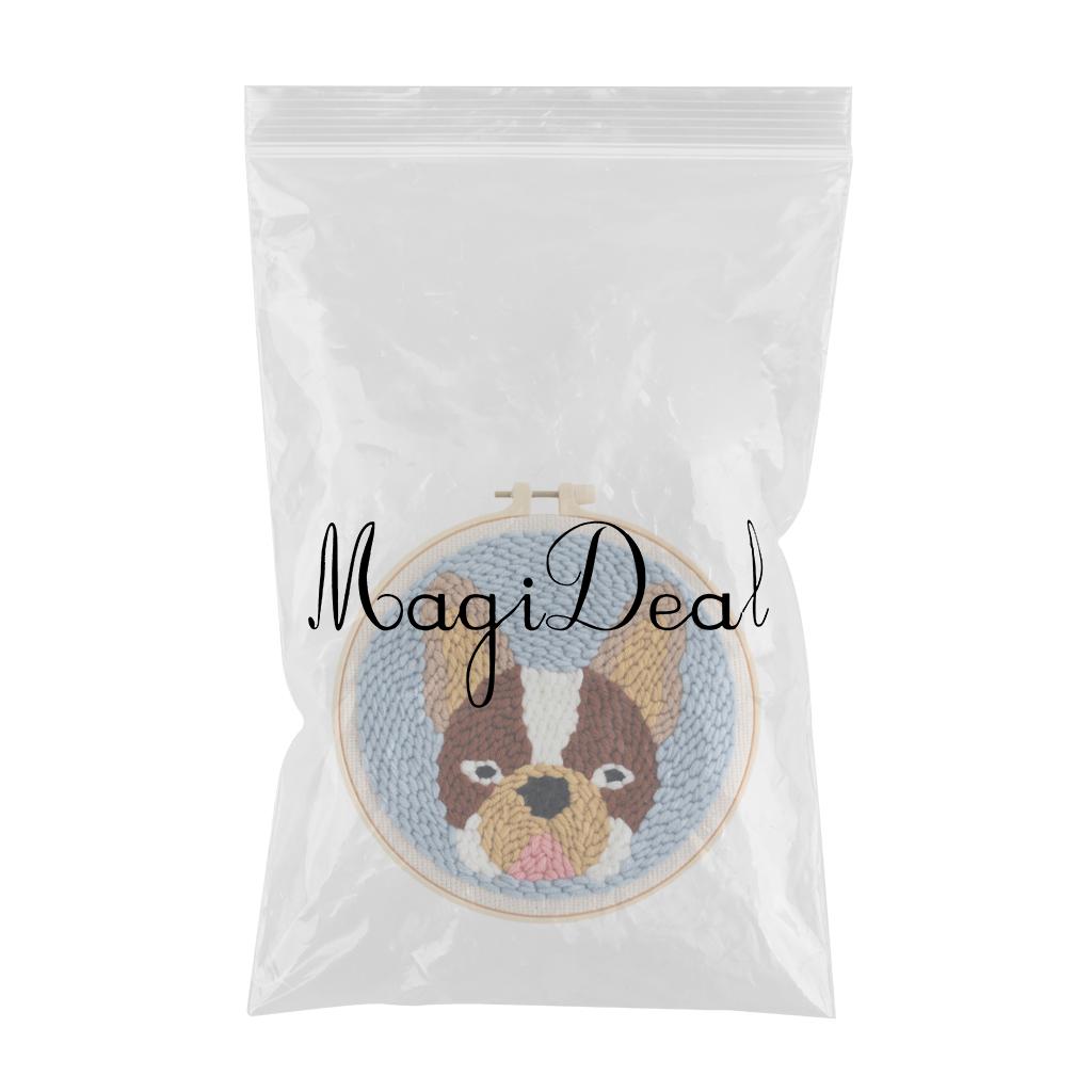 Punch Needle Kit DIY Needlework Animal Dog Embroidery for Adult Kid Starter D