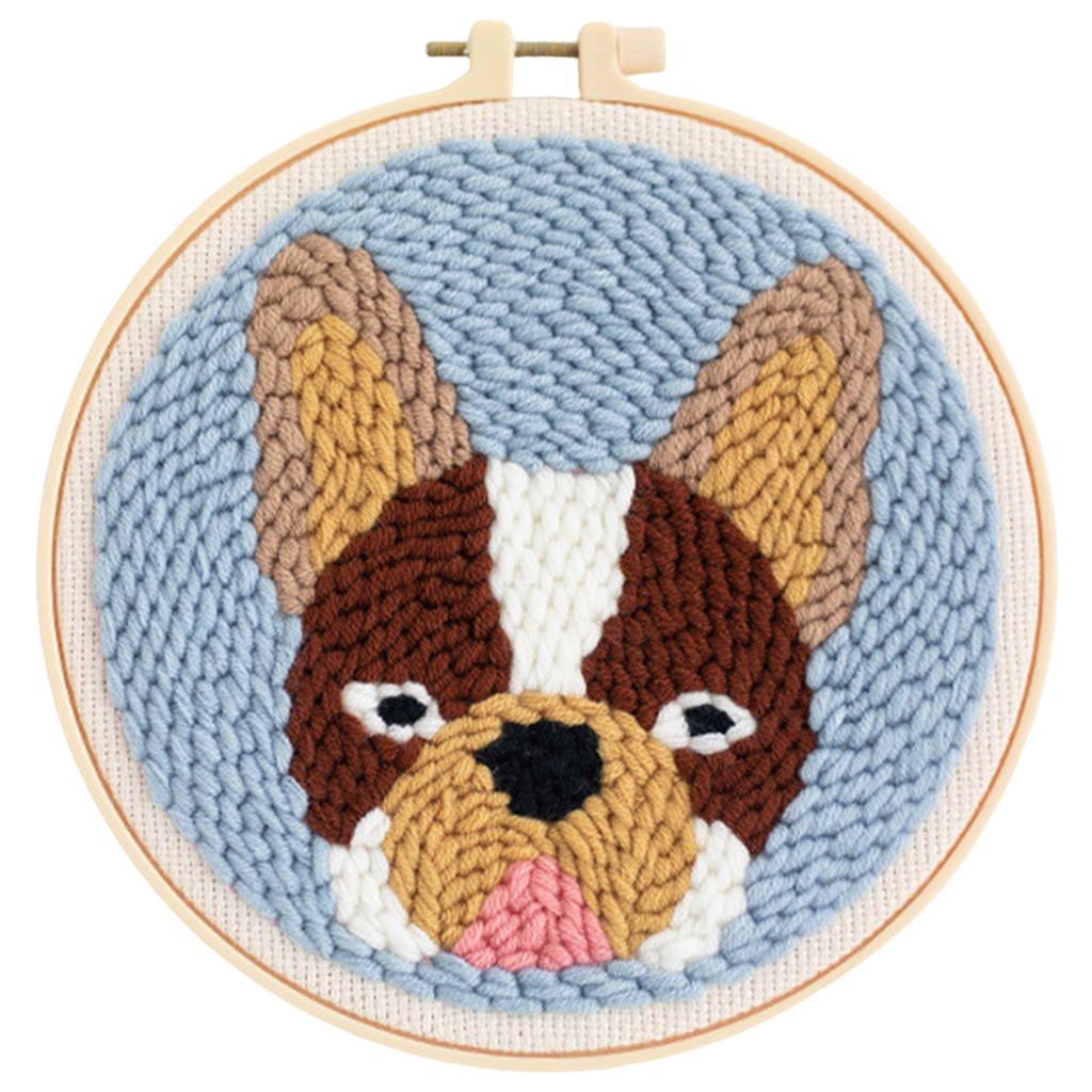 Punch Needle Kit DIY Needlework Animal Dog Embroidery for Adult Kid Starter D