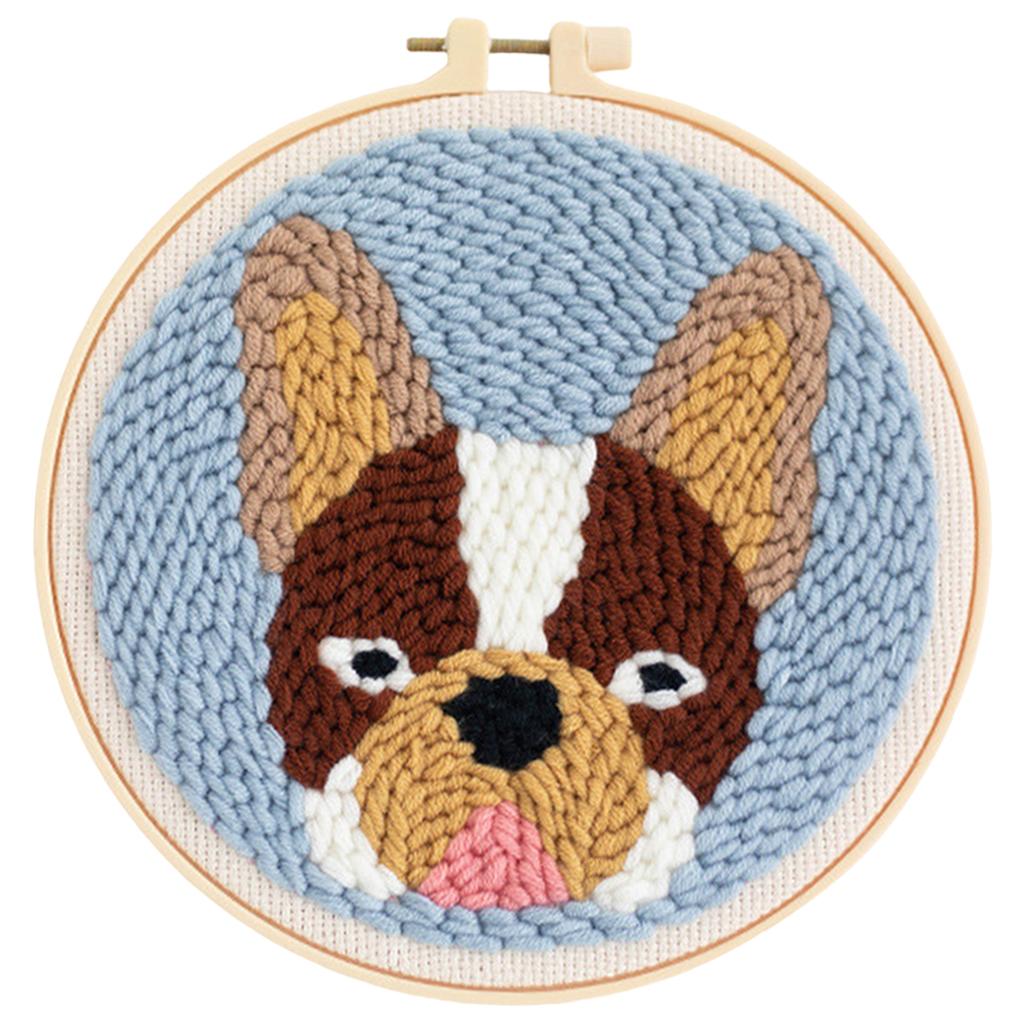 Punch Needle Kit DIY Needlework Animal Dog Embroidery for Adult Kid Starter D