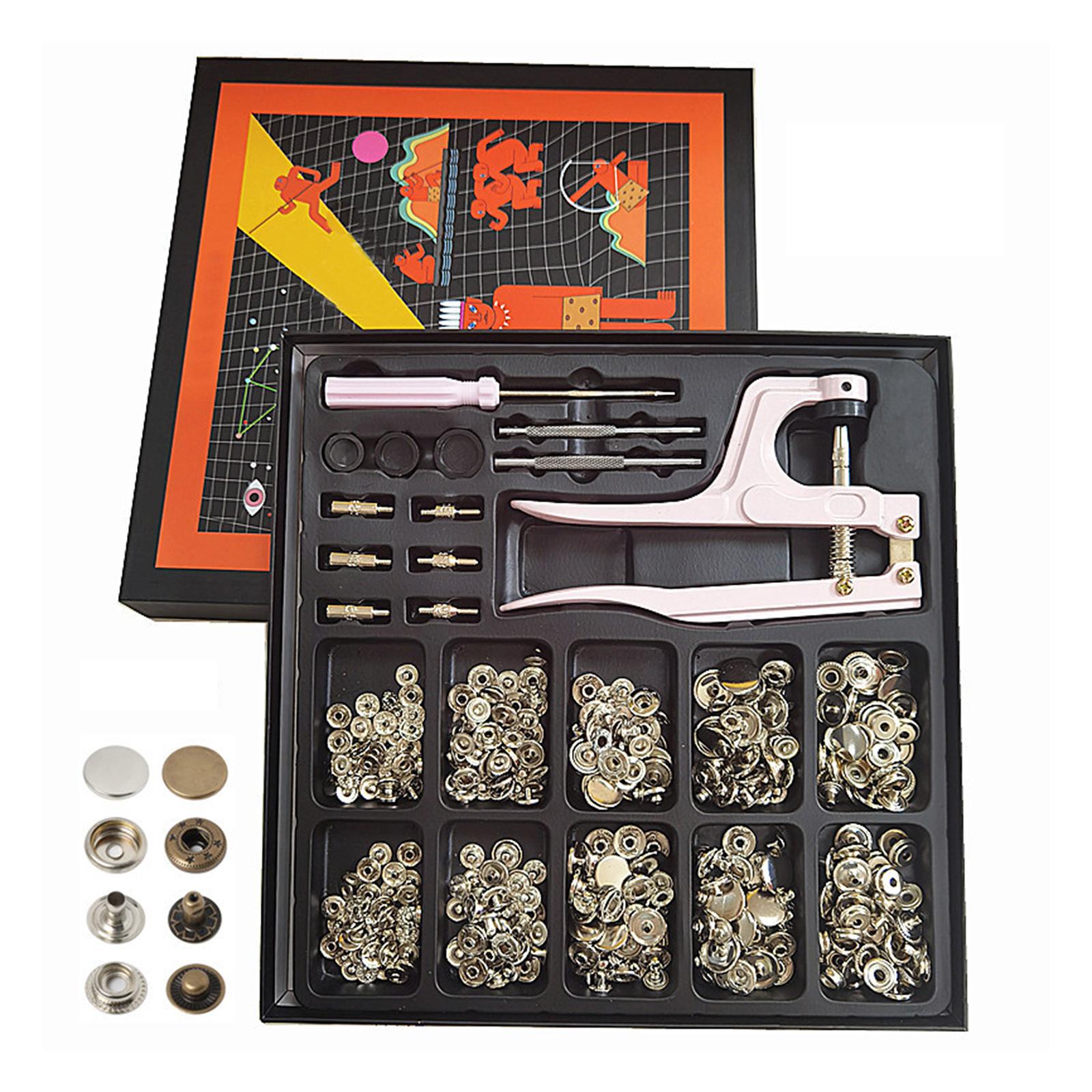 100xSnap Button Kit Copper Snap w/ Fastener Pliers for Clothes Sewing Diaper Silver