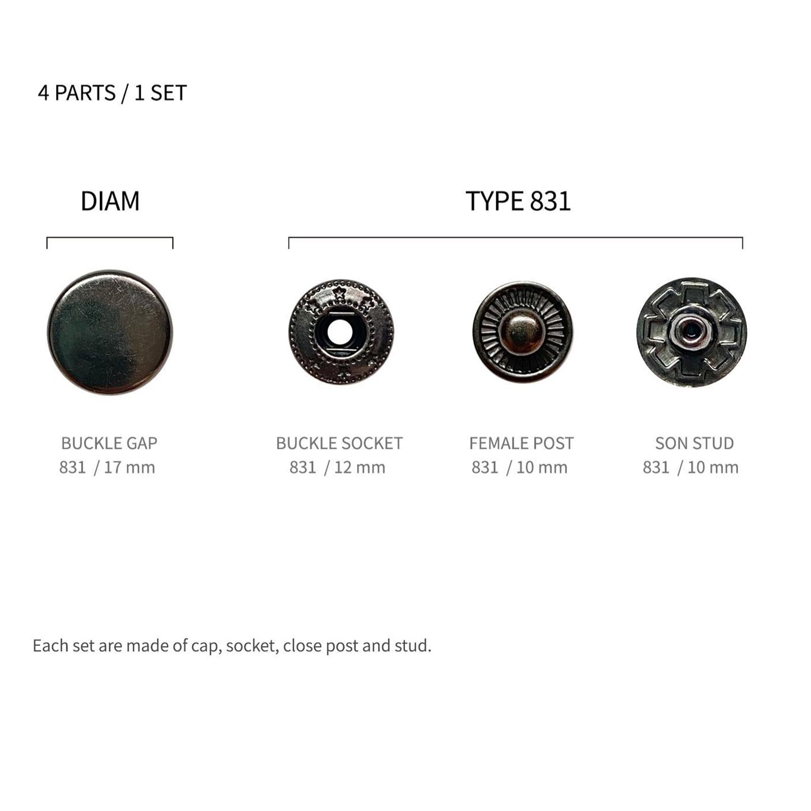 100xSnap Button Kit Copper Snap w/ Fastener Pliers for Clothes Sewing Diaper Silver