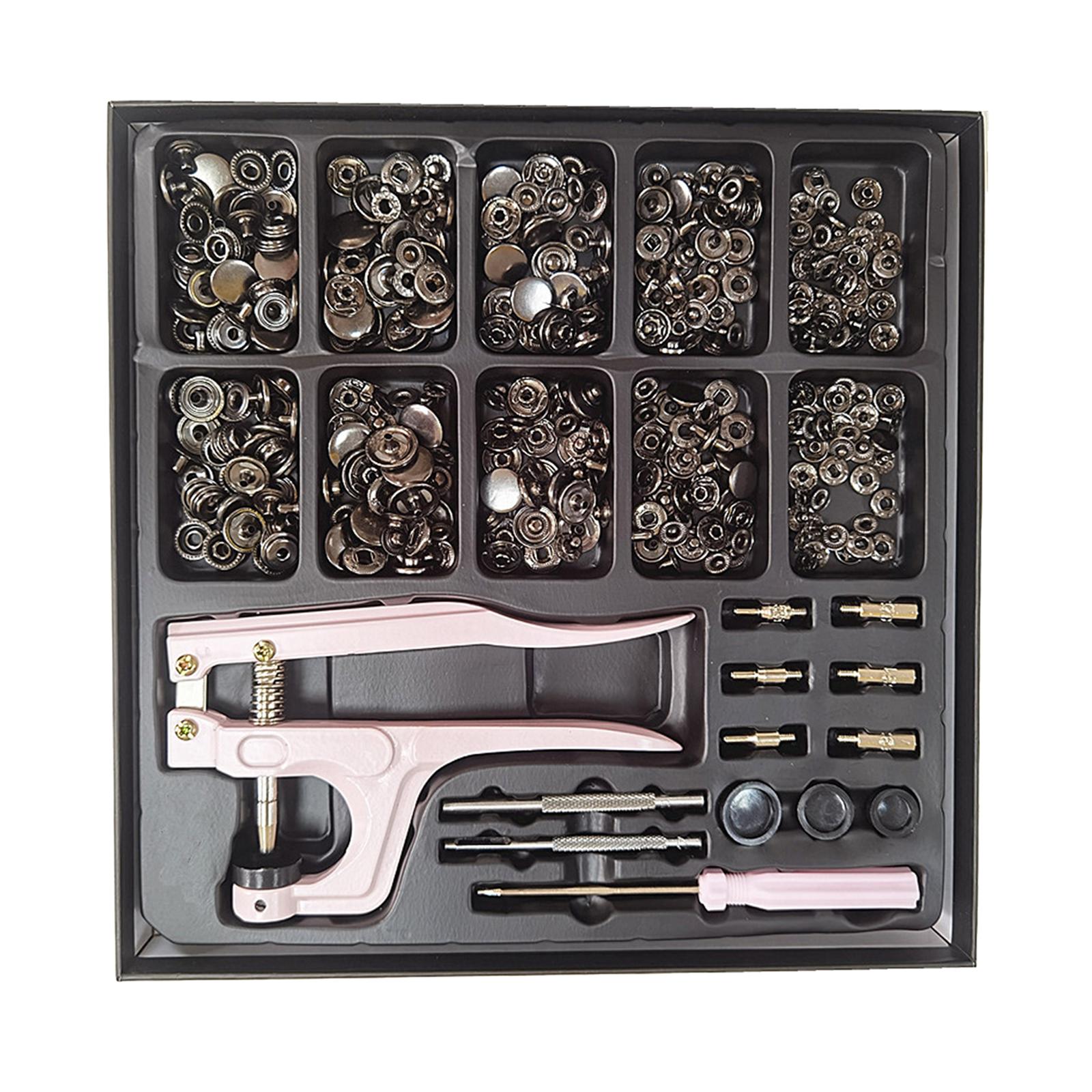 100xSnap Button Kit Copper Snap w/ Fastener Pliers for Clothes Sewing Diaper Black