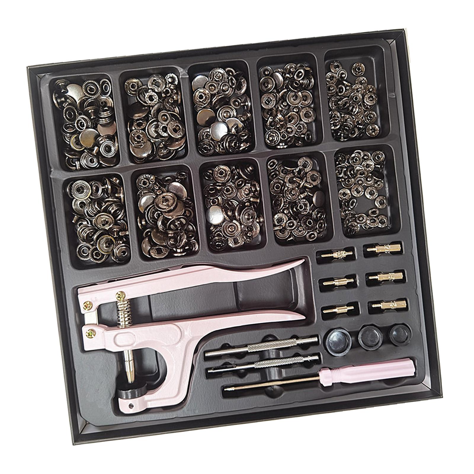 100xSnap Button Kit Copper Snap w/ Fastener Pliers for Clothes Sewing Diaper Black