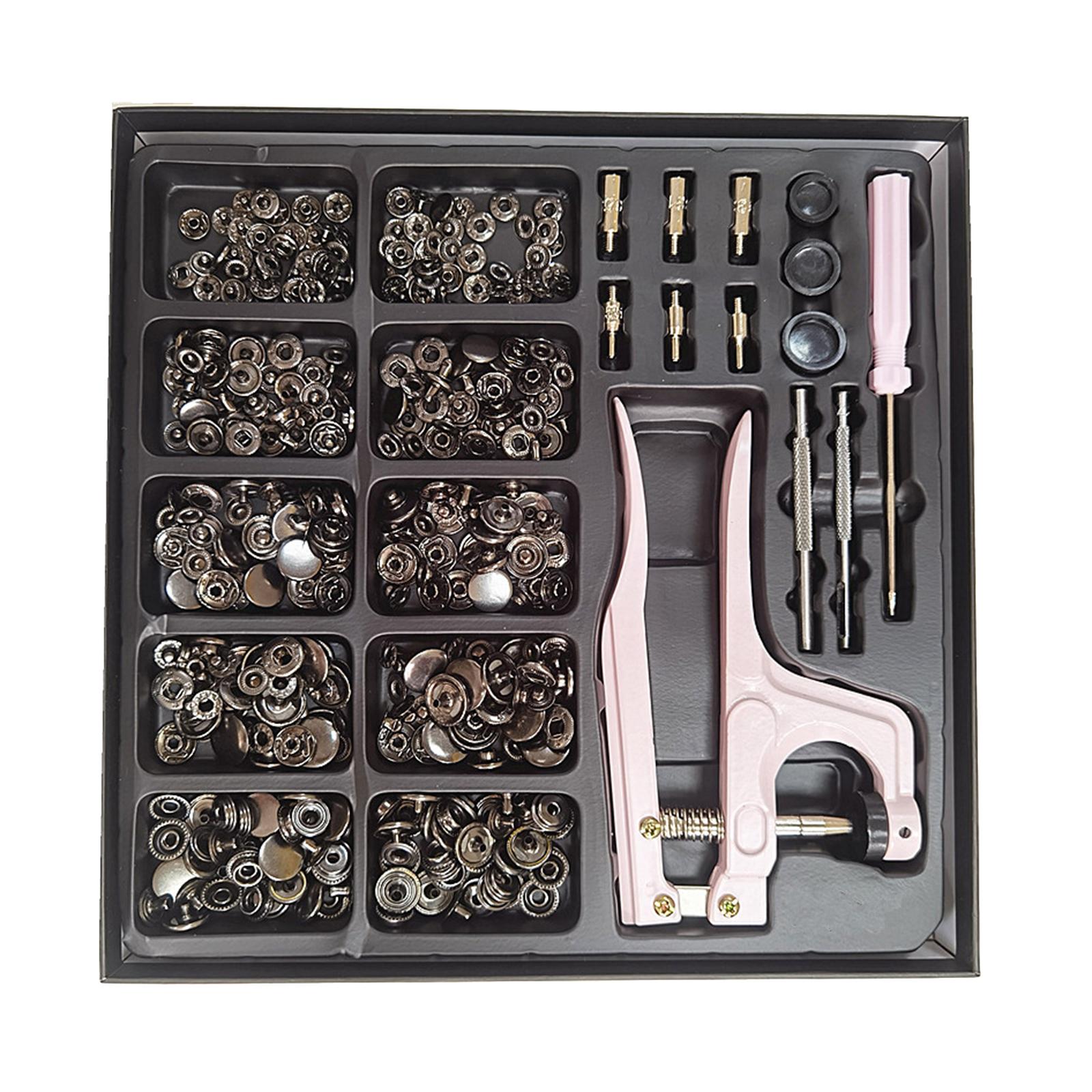 100xSnap Button Kit Copper Snap w/ Fastener Pliers for Clothes Sewing Diaper Black