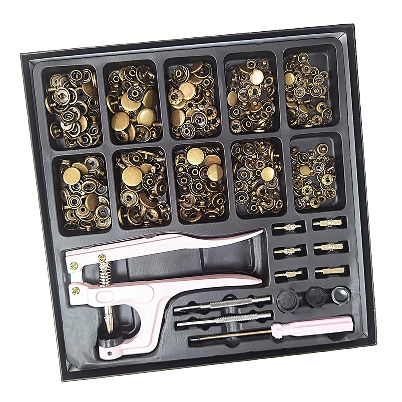 100xSnap Button Kit Copper Snap w/ Fastener Pliers for Clothes Sewing Diaper Green Bronze