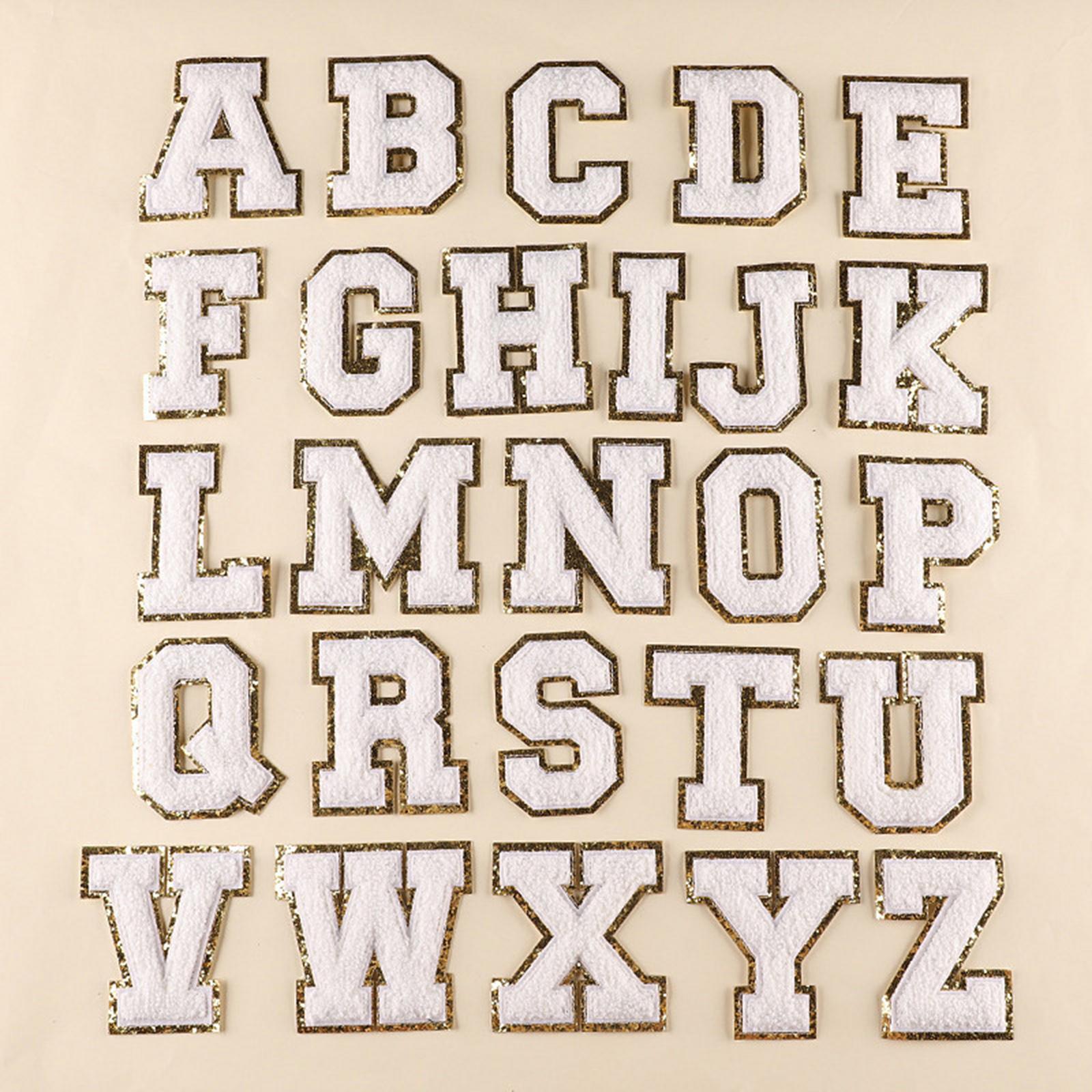 Alphabet Letters Patch Iron/ Sew On Patches for Jeans Hat Shirts White