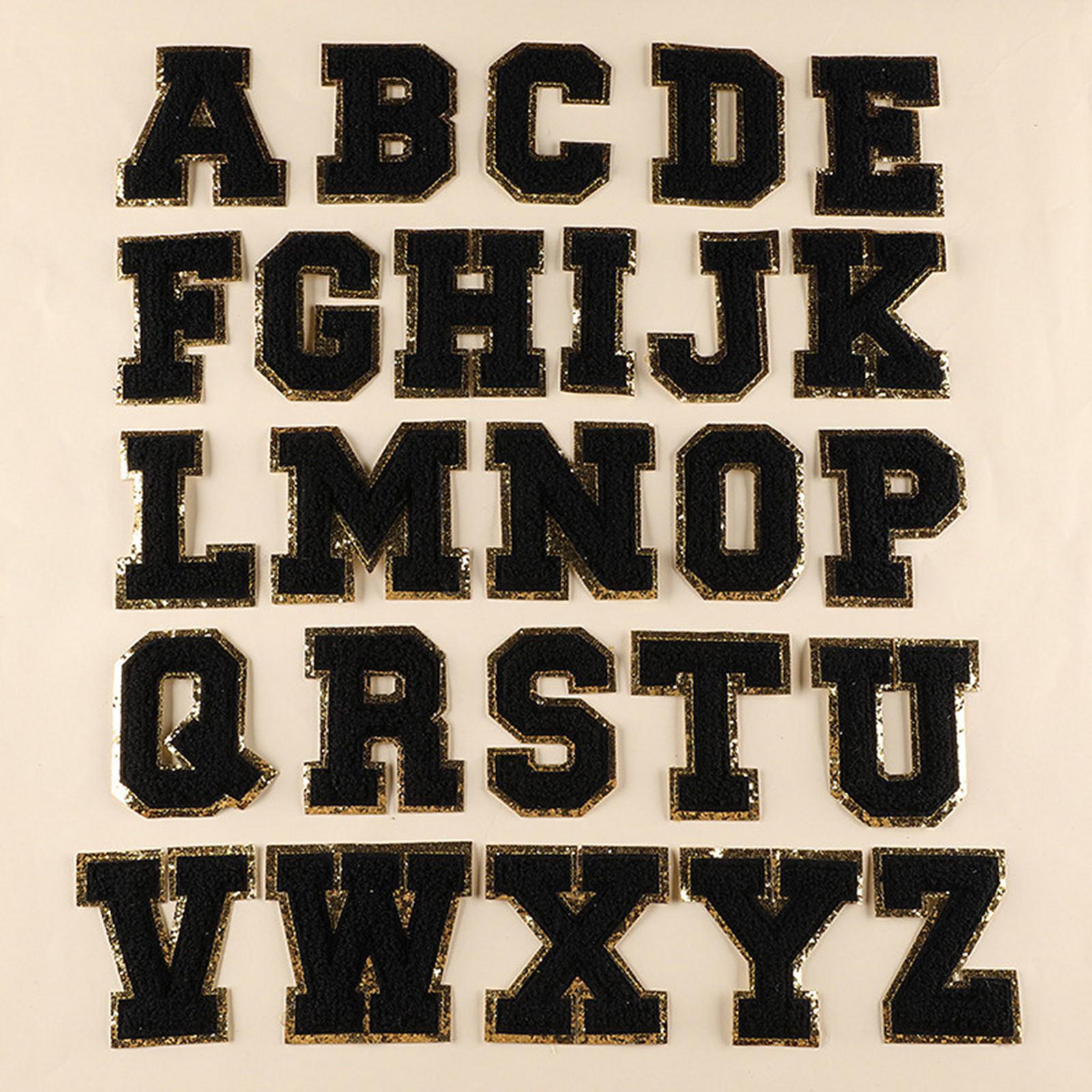 Alphabet Letters Patch Iron/ Sew On Patches for Jeans Hat Shirts Black