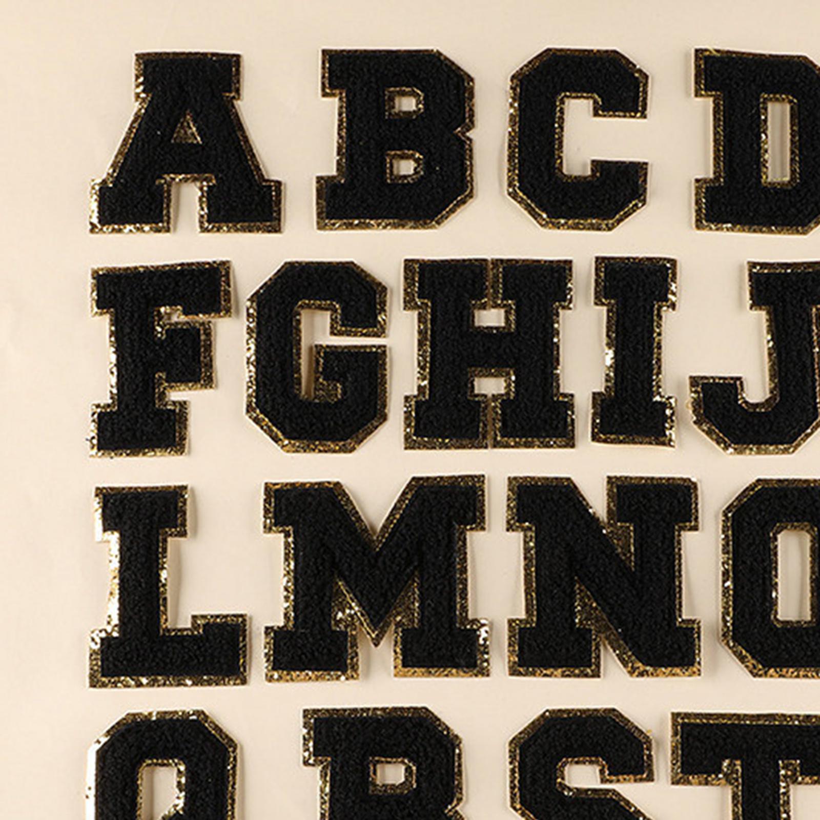 Alphabet Letters Patch Iron/ Sew On Patches for Jeans Hat Shirts Black