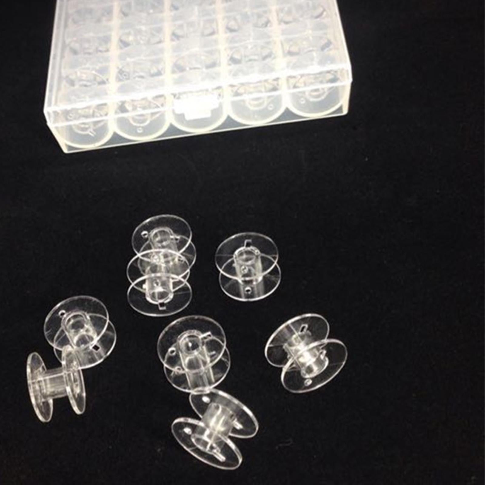 25pcs Plastic Sewing Machine Bobbins Spools Transparent Storage Case Tool