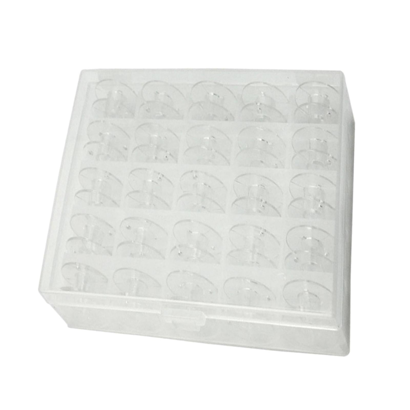 25pcs Plastic Sewing Machine Bobbins Spools Transparent Storage Case Tool
