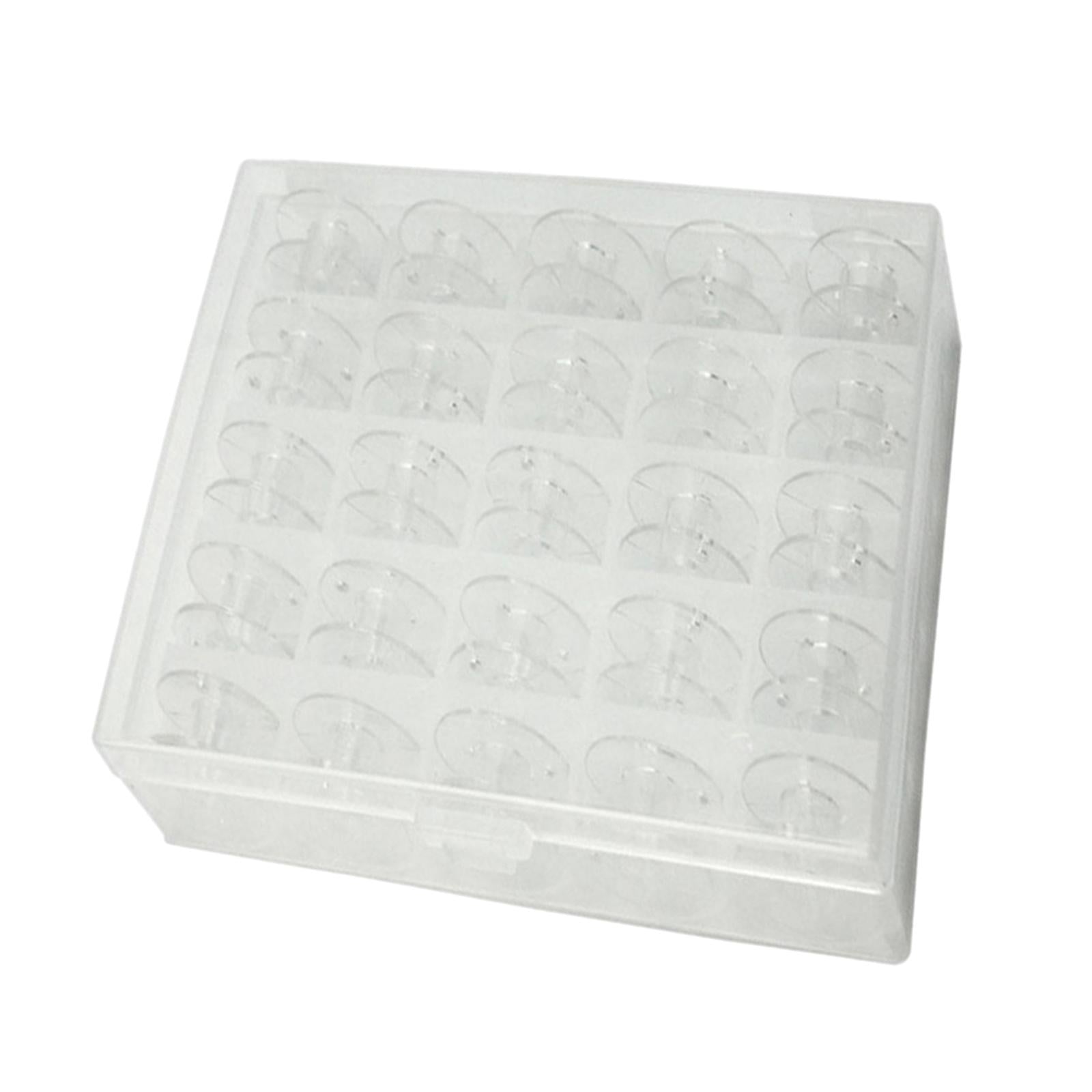 25pcs Plastic Sewing Machine Bobbins Spools Transparent Storage Case Tool
