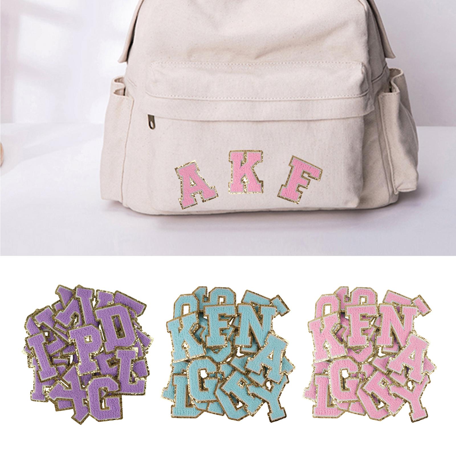 26 x Applique Embroidered Alphabet Iron On Patches for Hats Shirts Pink