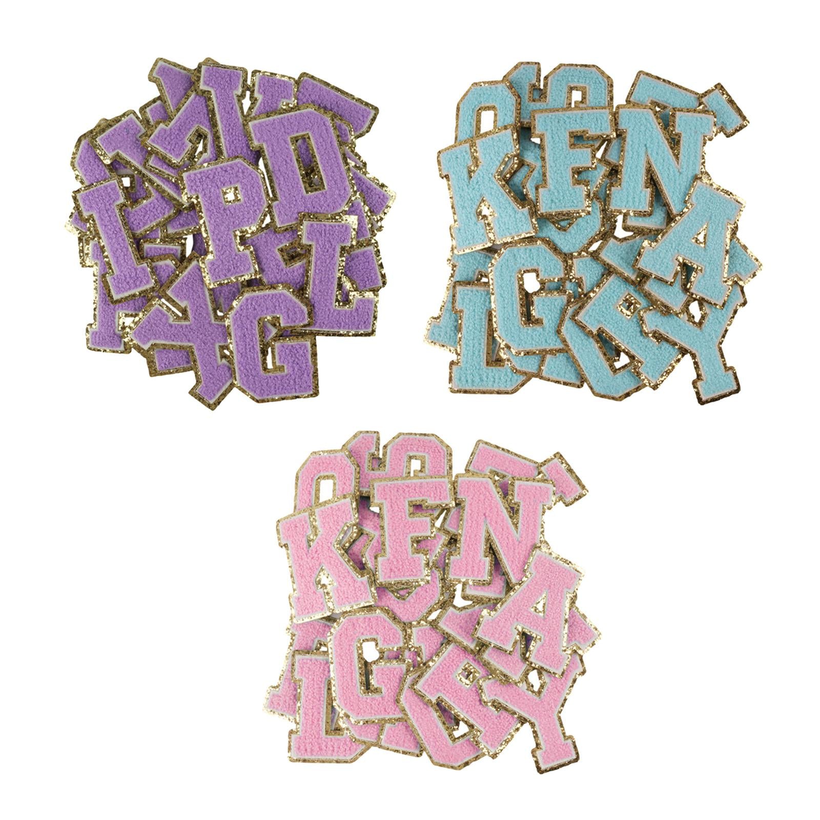 26 x Applique Embroidered Alphabet Iron On Patches for Hats Shirts Pink