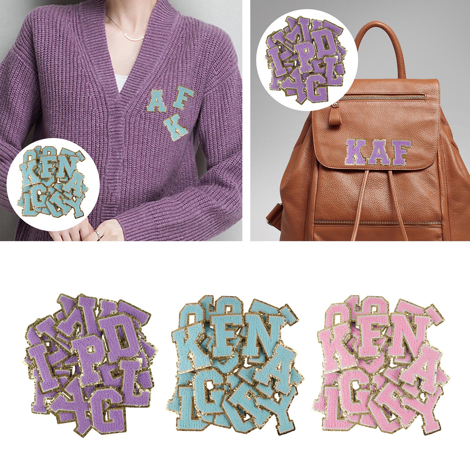 26 x Applique Embroidered Alphabet Iron On Patches for Hats Shirts Pink