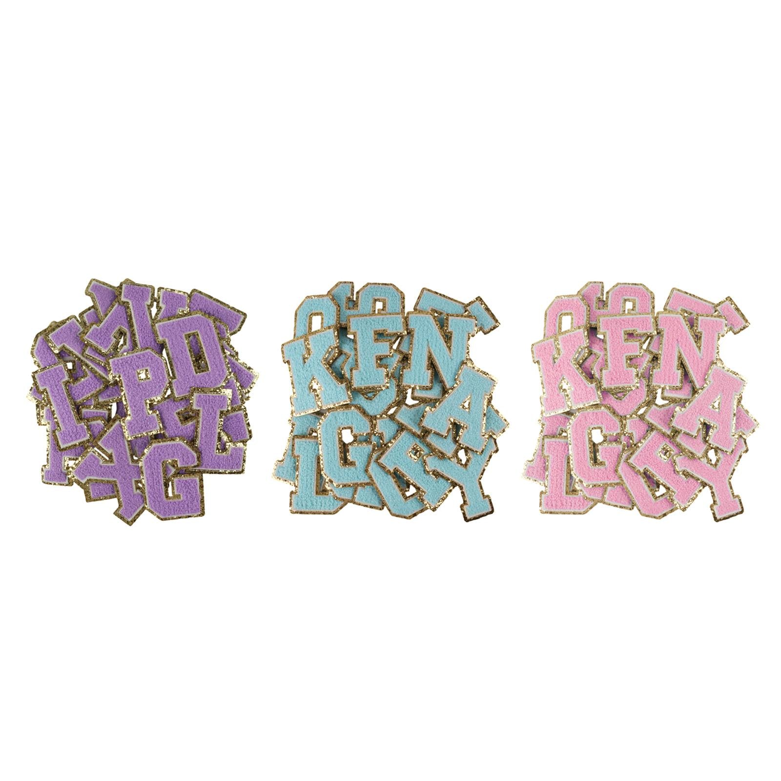 26 x Applique Embroidered Alphabet Iron On Patches for Hats Shirts Pink