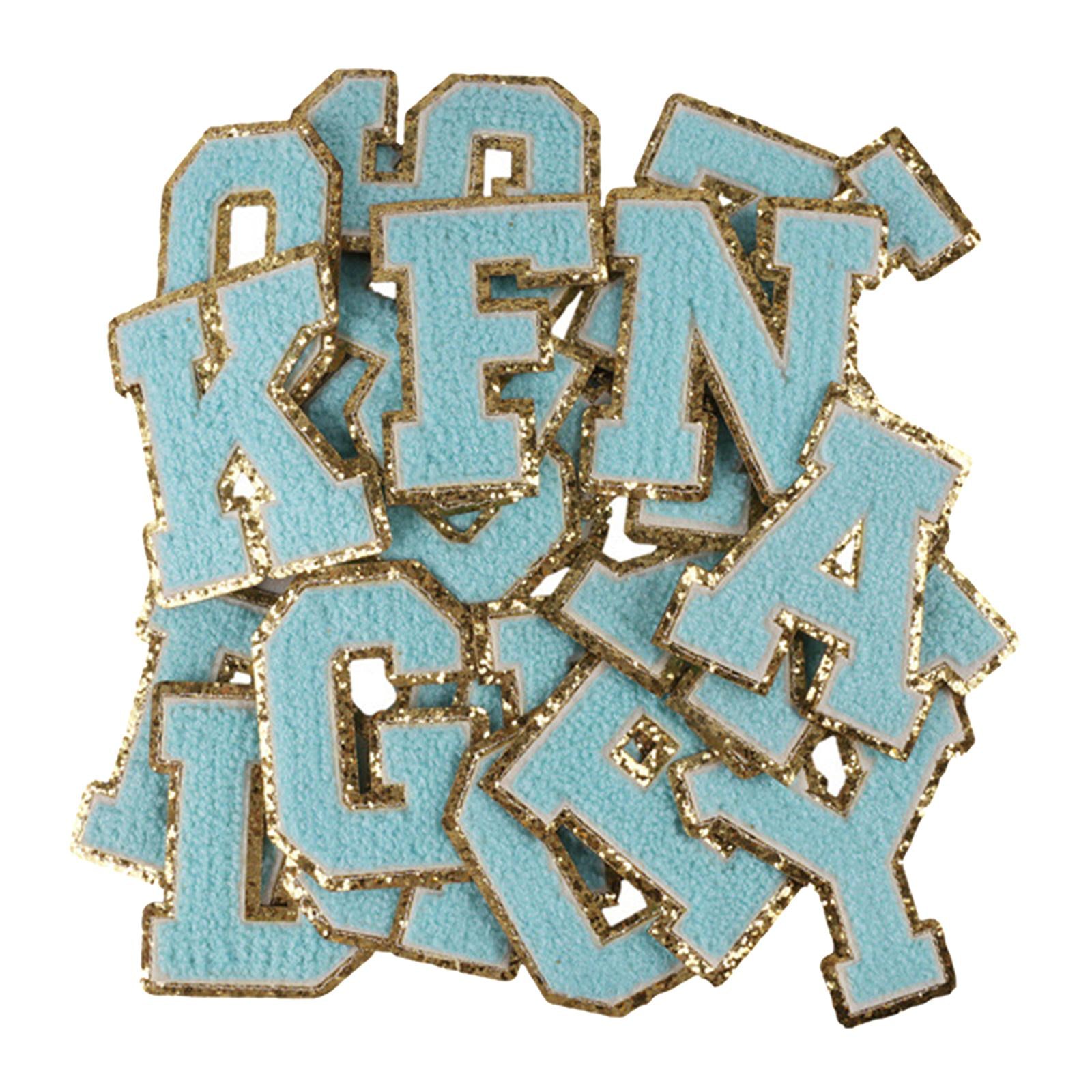 26 x Applique Embroidered Alphabet Iron On Patches for Hats Shirts Blue
