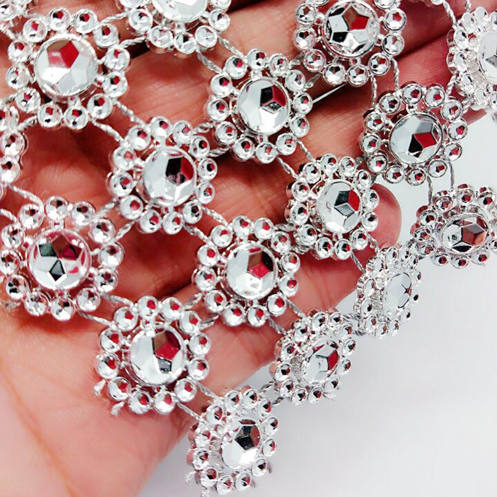 10 YD Mesh Wrap Tape Flower Crystal Diamond Ribbon for Wedding Sliver