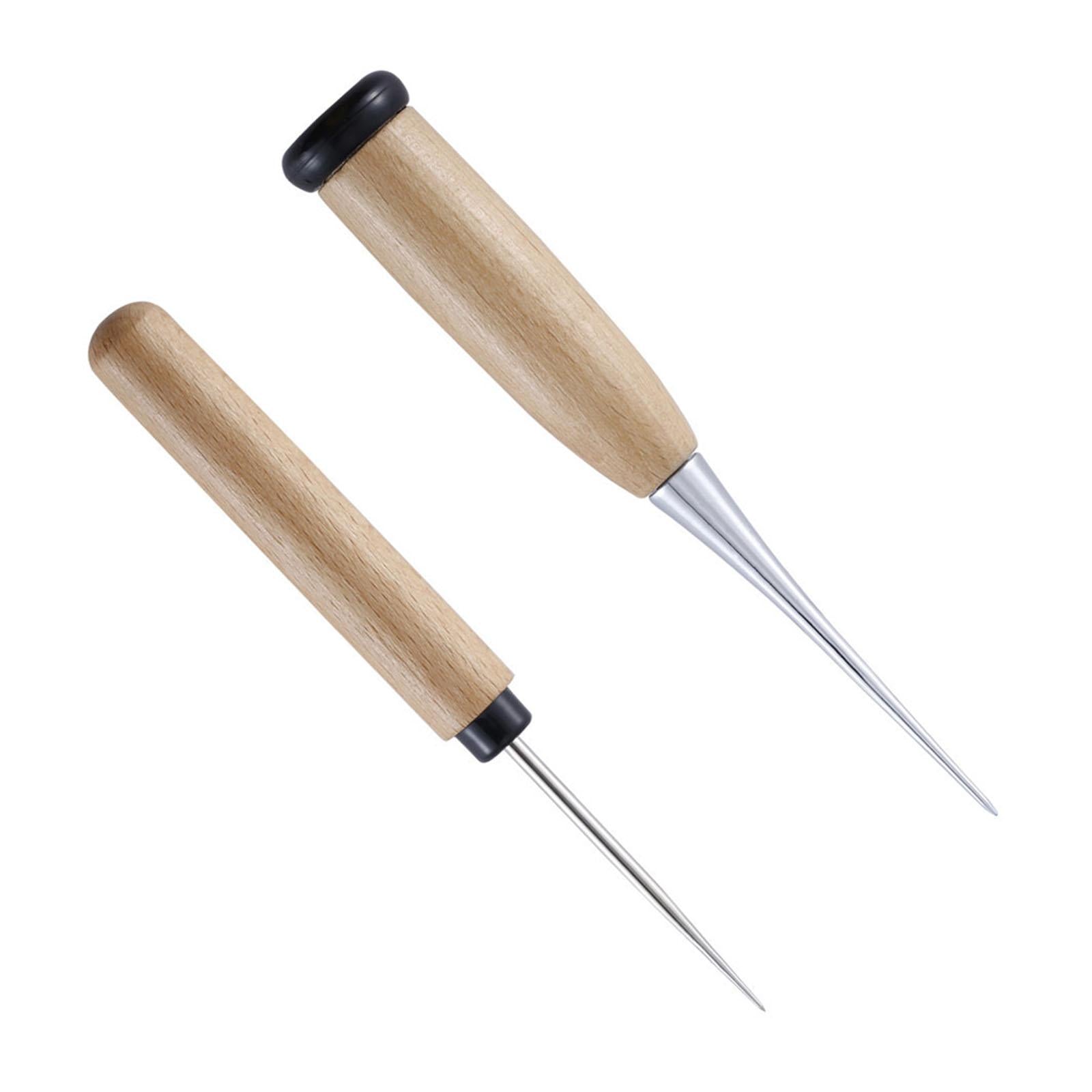 2x Leather Craft Punch Scratch Tool Awl Punching Hole Maker Carving Working