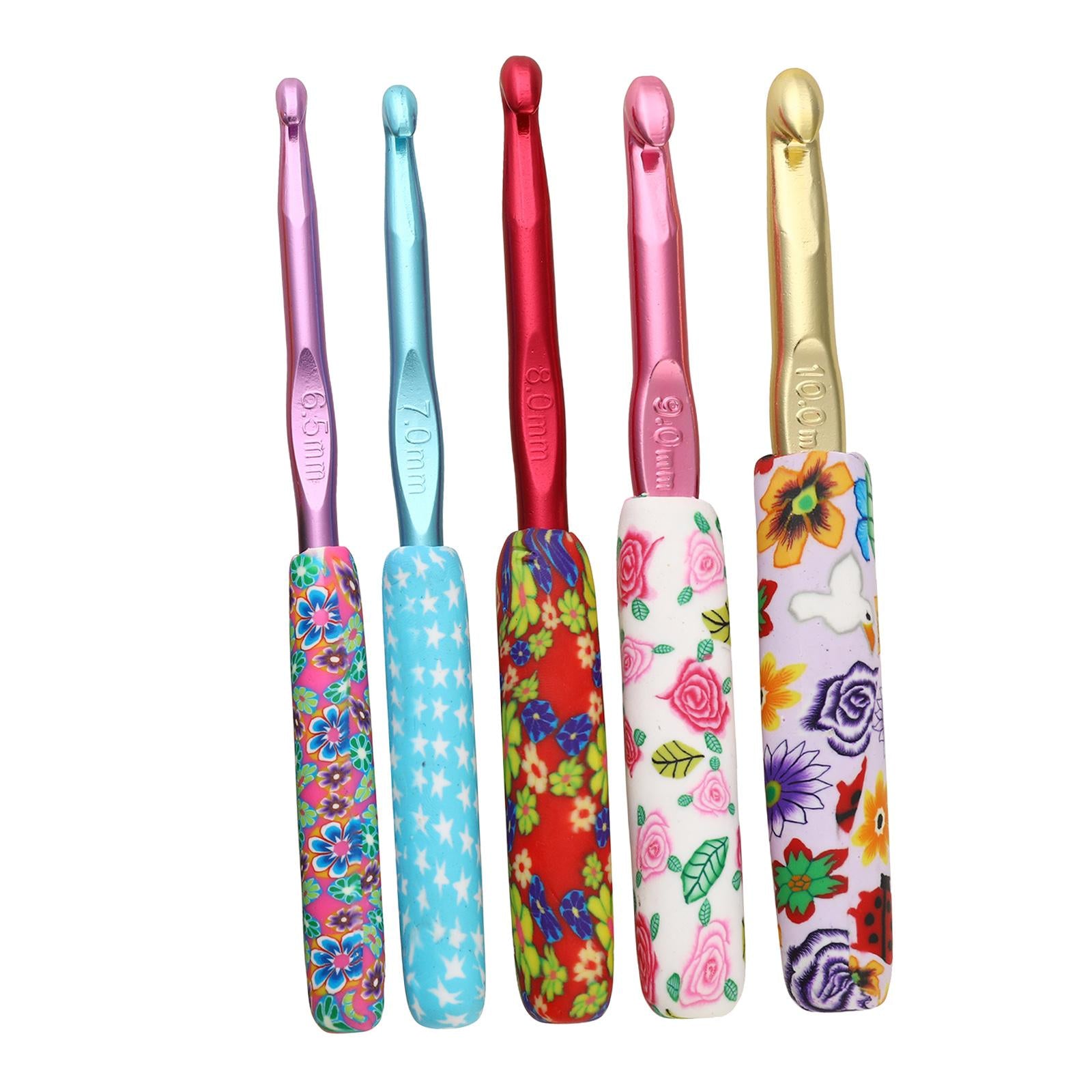 Aluminum Crochet Hooks Needles Knit 5pcs Set Weave Yarns for Beginners