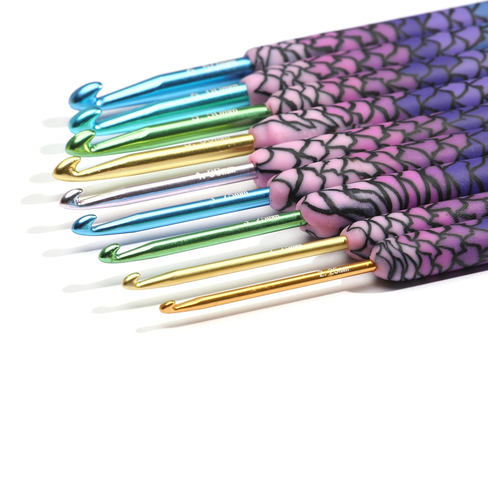 Crochet Hook Needles Knit Set Weave Craft Yarn Multicolor 2.25-6.5mm Mermaid