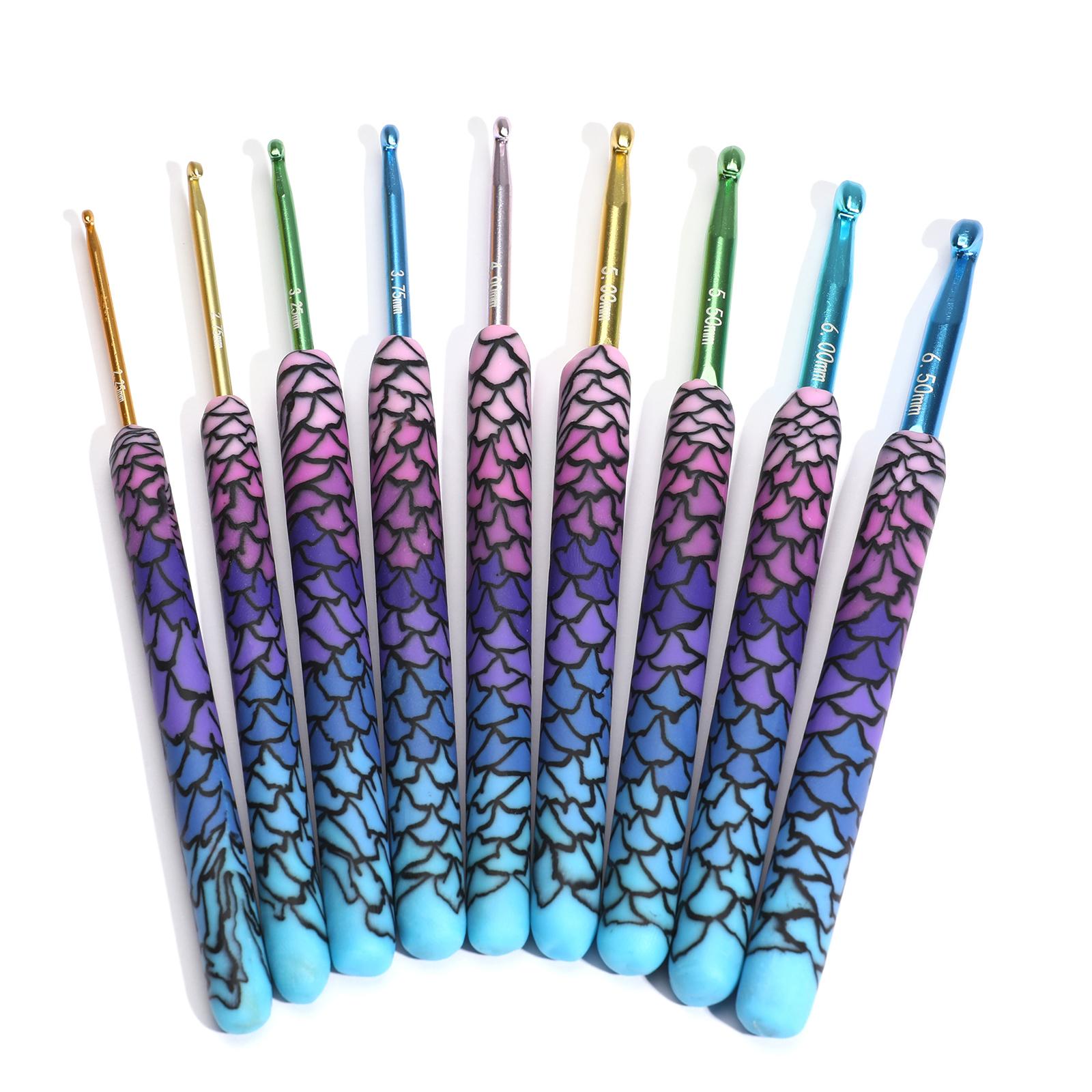 Crochet Hook Needles Knit Set Weave Craft Yarn Multicolor 2.25-6.5mm Mermaid