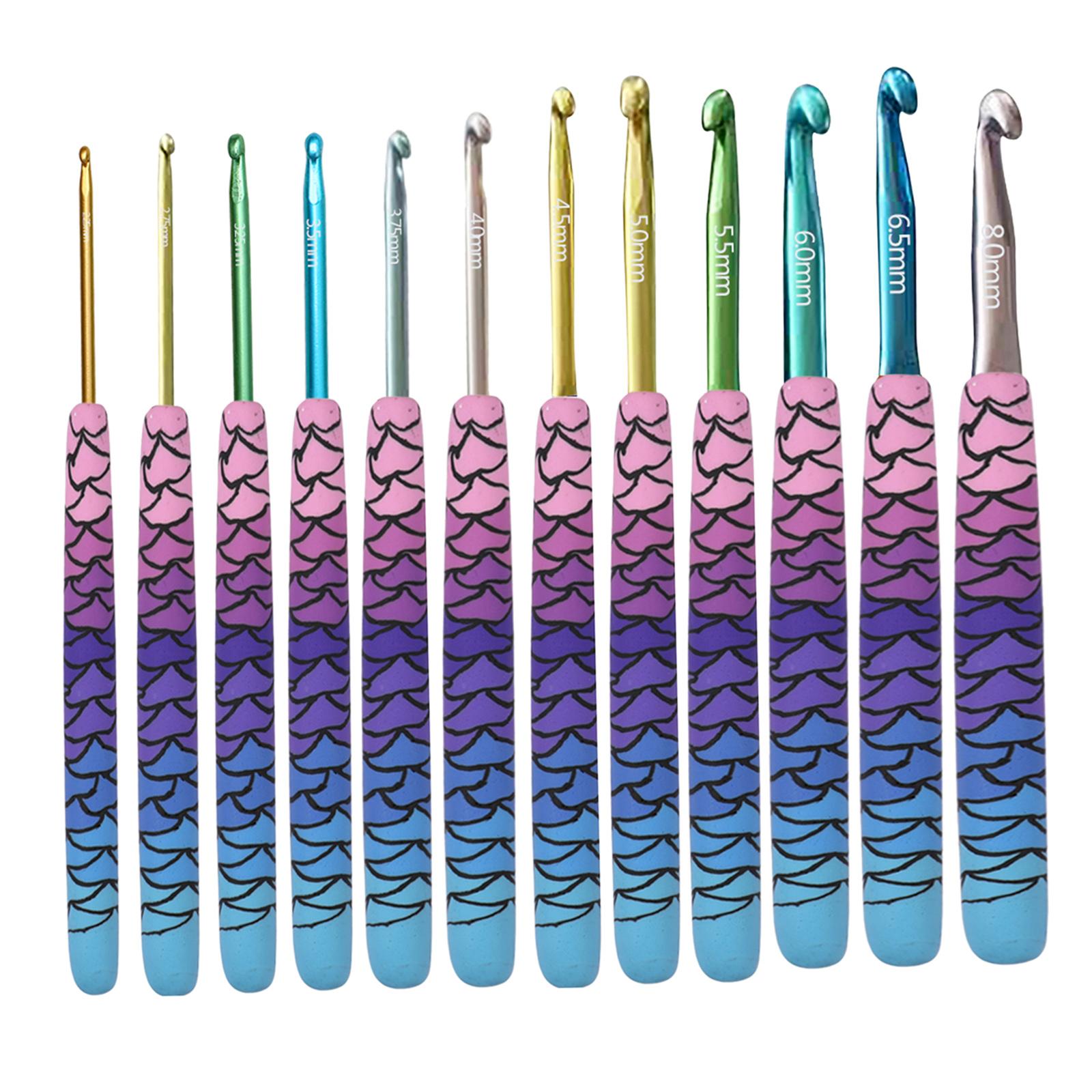 Crochet Hook Needles Knit Set Weave Craft Yarn Multicolor 2.25-8.0mm Mermaid