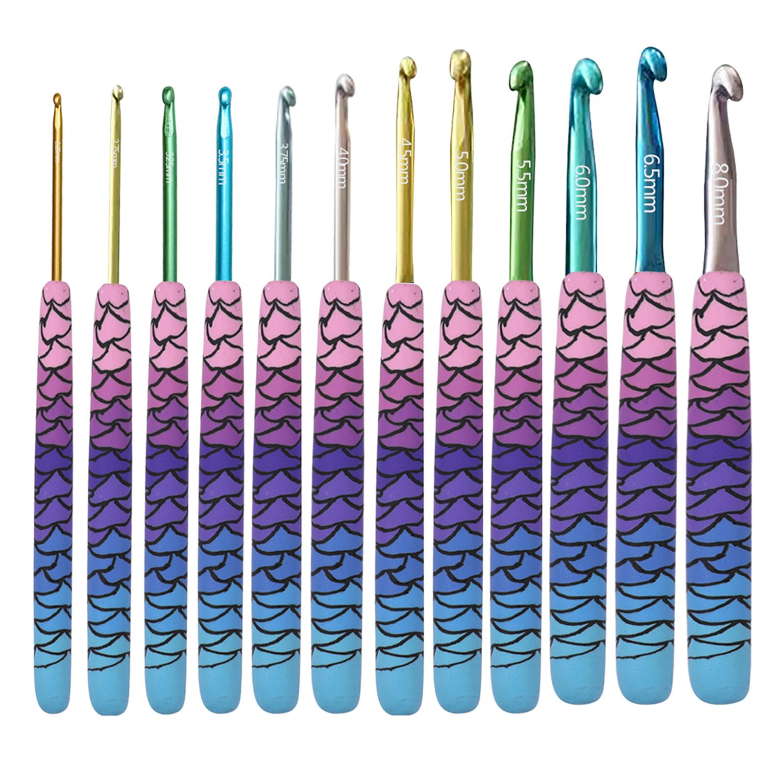 Crochet Hook Needles Knit Set Weave Craft Yarn Multicolor 2.25-8.0mm Mermaid