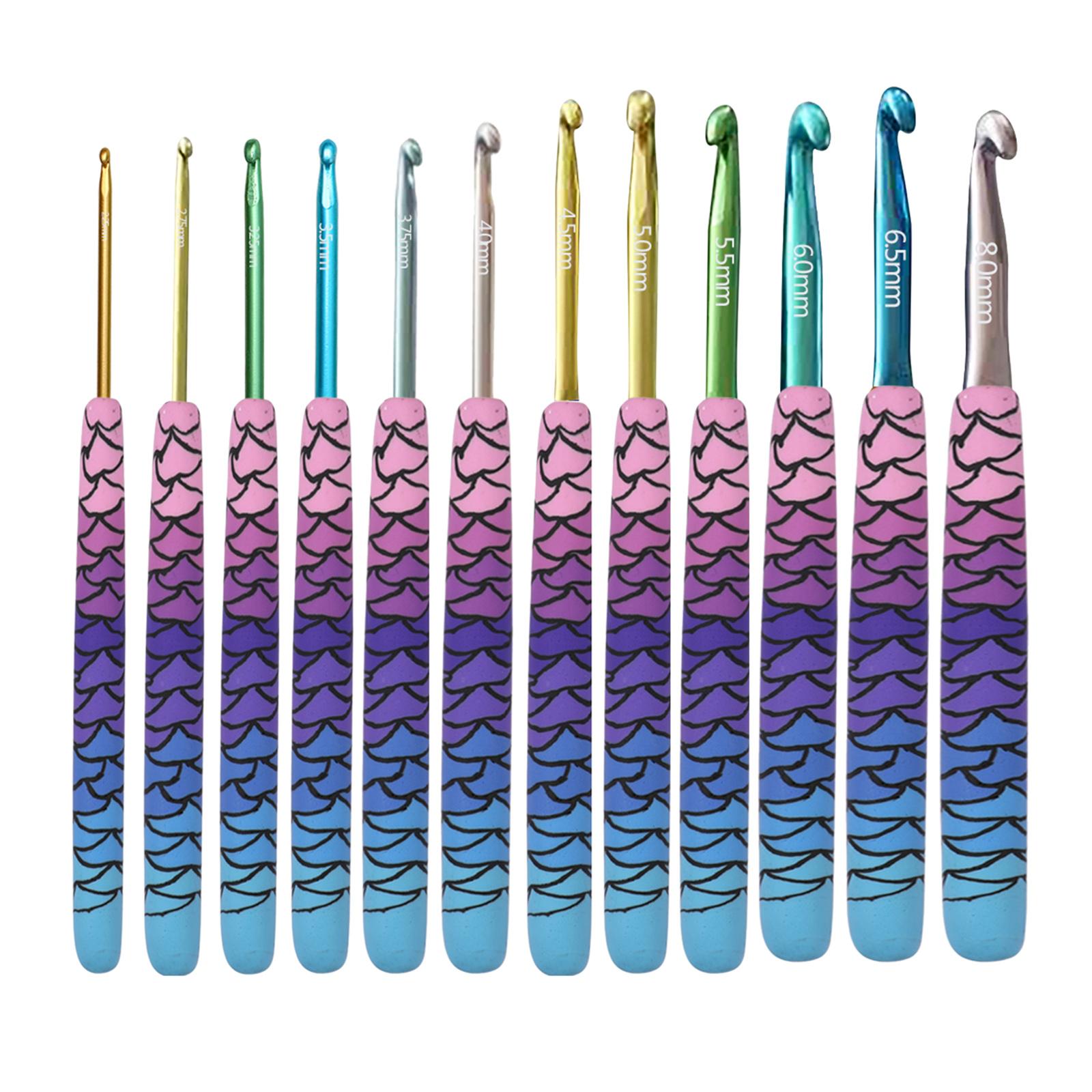 Crochet Hook Needles Knit Set Weave Craft Yarn Multicolor 2.25-8.0mm Mermaid