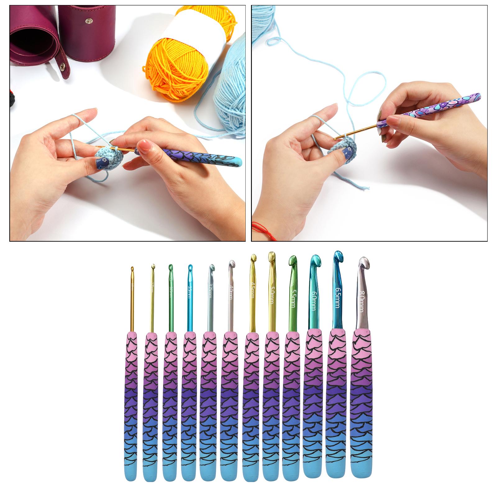 Crochet Hook Needles Knit Set Weave Craft Yarn Multicolor 2.25-8.0mm Mermaid
