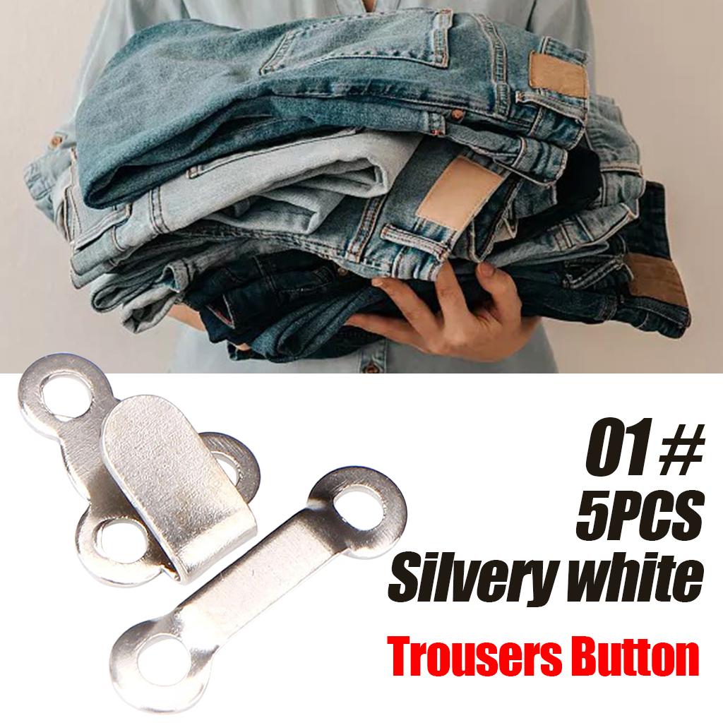 5 Pair Trouser Hooks Clothes Trousers Pants Fasteners Style 1 Silver