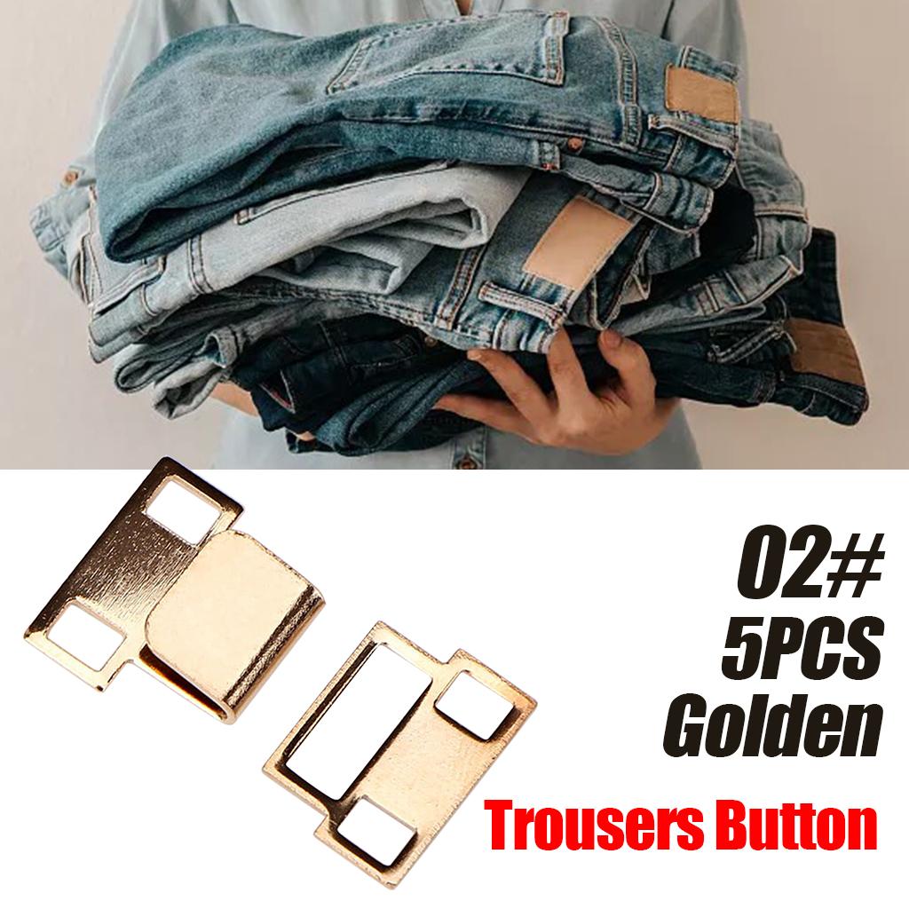 5 Pair Trouser Hooks Clothes Trousers Pants Fasteners Style 2 Golden