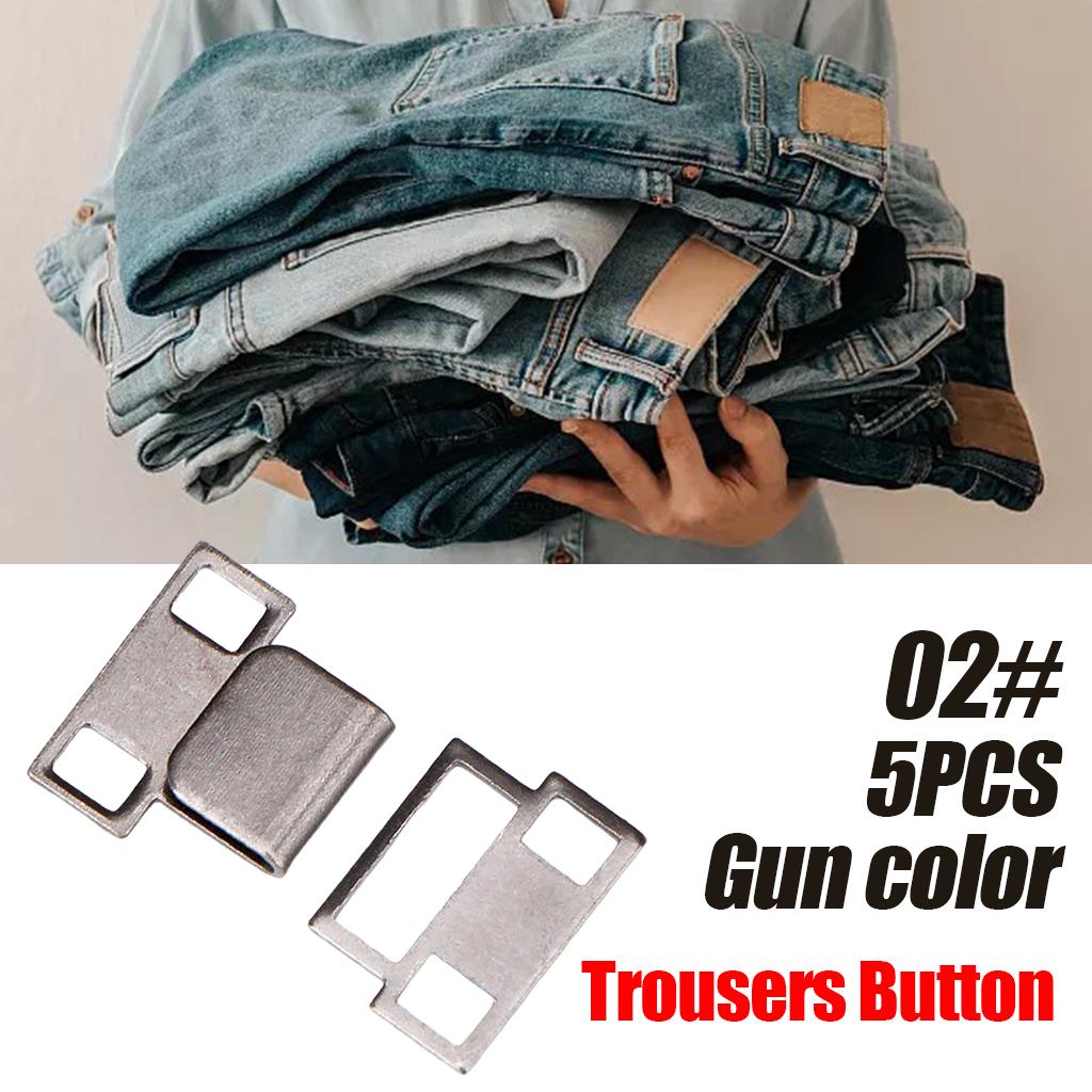 5 Pair Trouser Hooks Clothes Trousers Pants Fasteners Style 2 Grey
