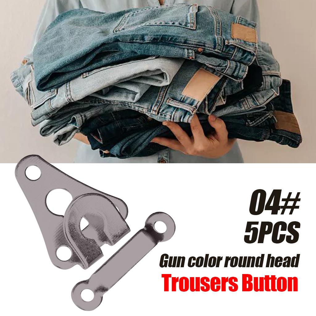 5 Pair Trouser Hooks Clothes Trousers Pants Fasteners Style 4 Grey Round
