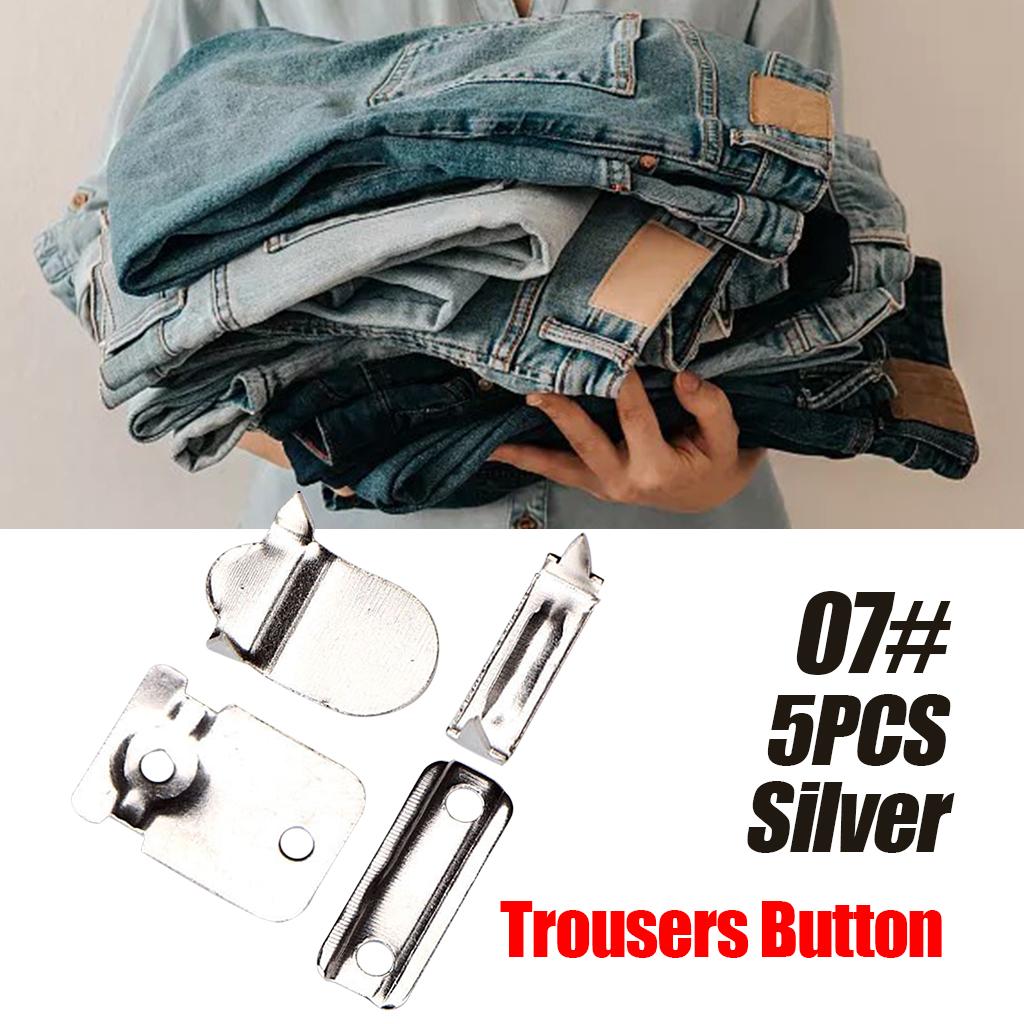 5 Pair Trouser Hooks Clothes Trousers Pants Fasteners Style 7 Silver