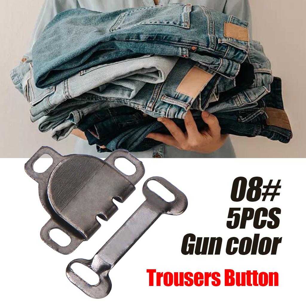 5 Pair Trouser Hooks Clothes Trousers Pants Fasteners Style 8 Grey