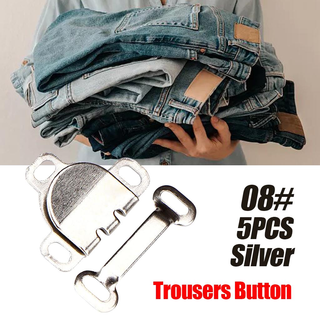 5 Pair Trouser Hooks Clothes Trousers Pants Fasteners Style 8 Silver