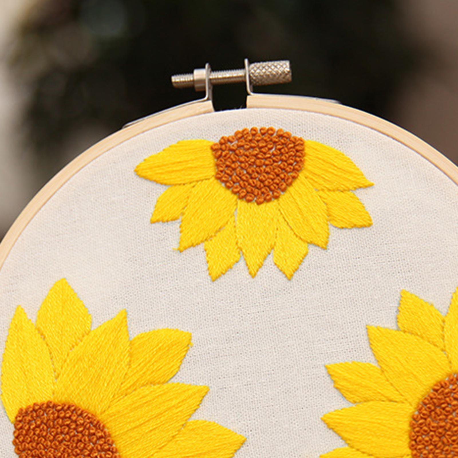 Sunflowers Embroidery Kit Stamped including Hoop Frame Threads Sunflowers 1