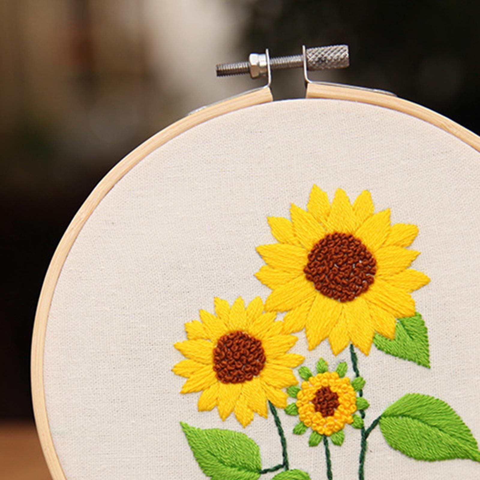 Sunflowers Embroidery Kit Stamped including Hoop Frame Threads Sunflowers 2
