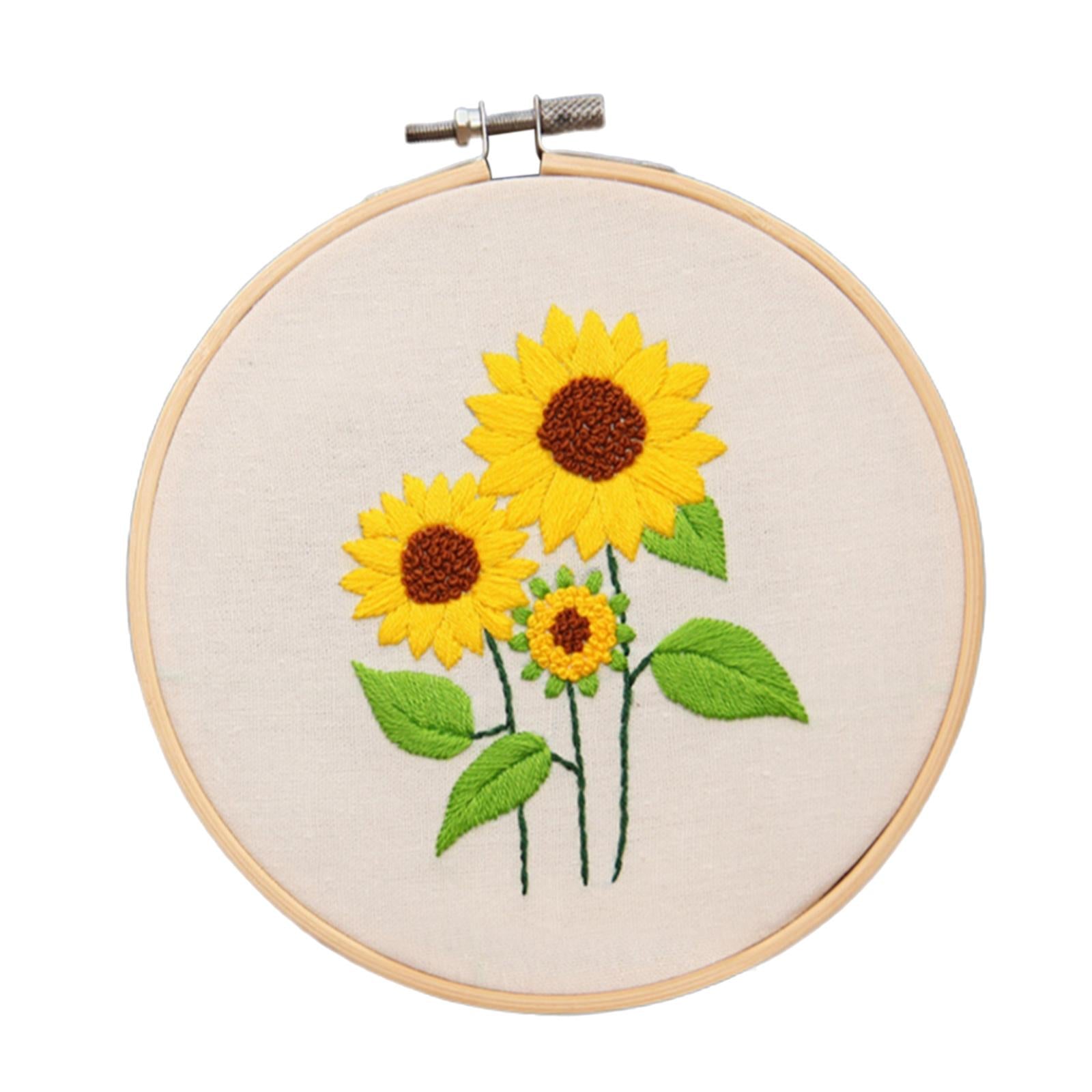 Sunflowers Embroidery Kit Stamped including Hoop Frame Threads Sunflowers 2
