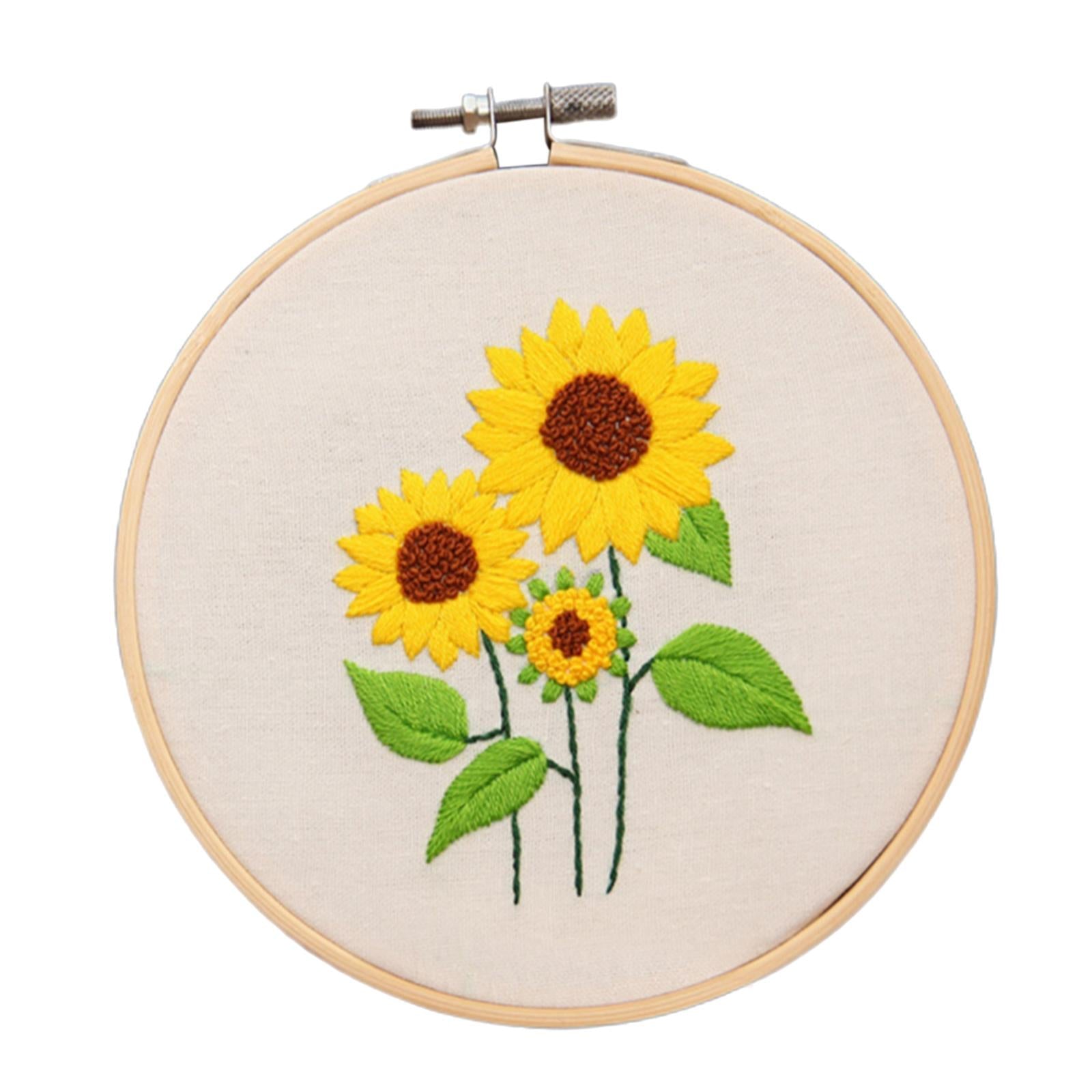 Sunflowers Embroidery Kit Stamped including Hoop Frame Threads Sunflowers 2