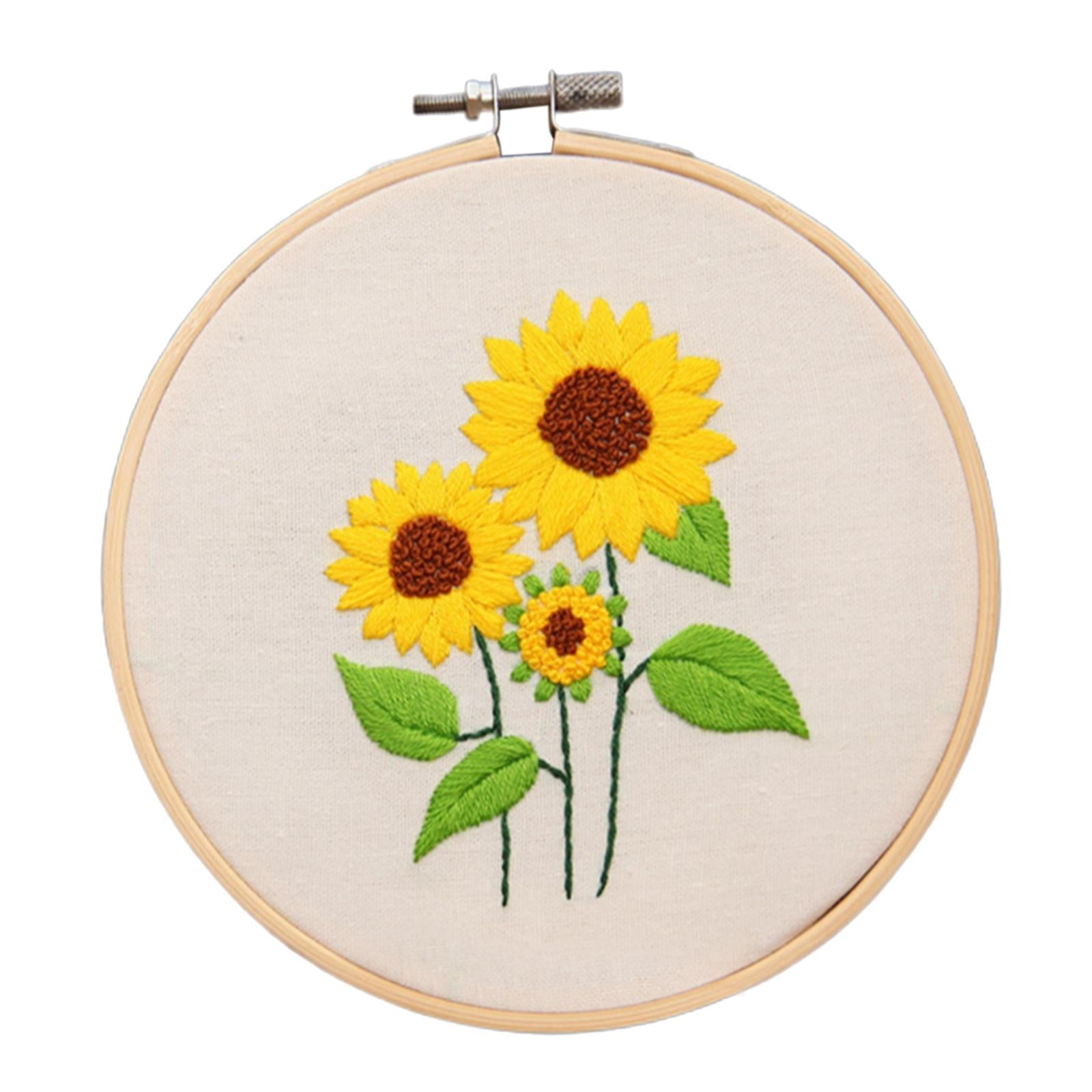 Sunflowers Embroidery Kit Stamped including Hoop Frame Threads Sunflowers 2