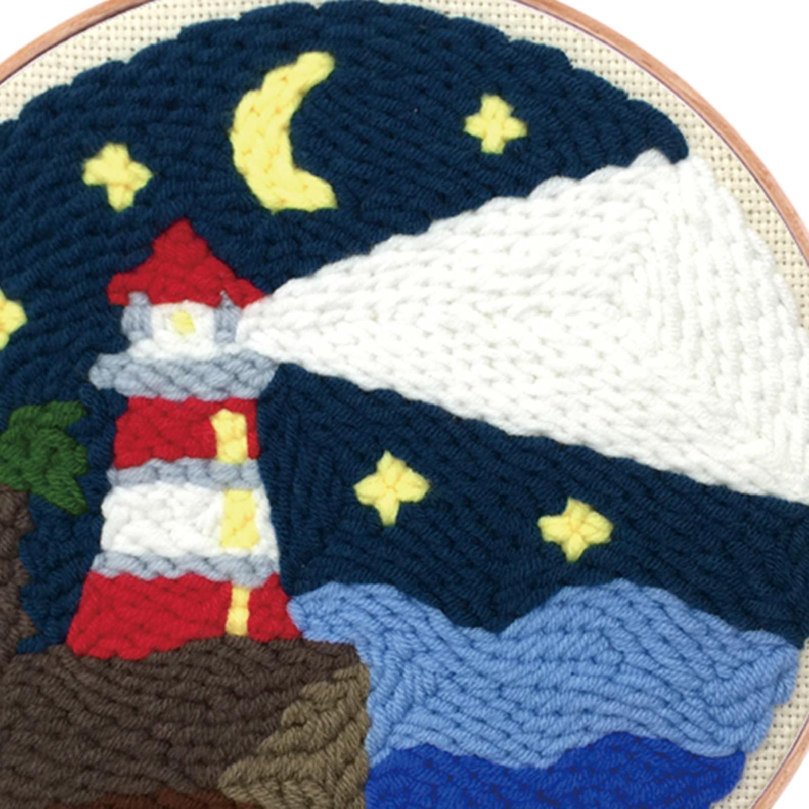 Punch Needle Embroidery Kit Rug Hooking Kit Beginner Cotton for Adults Lighthouse