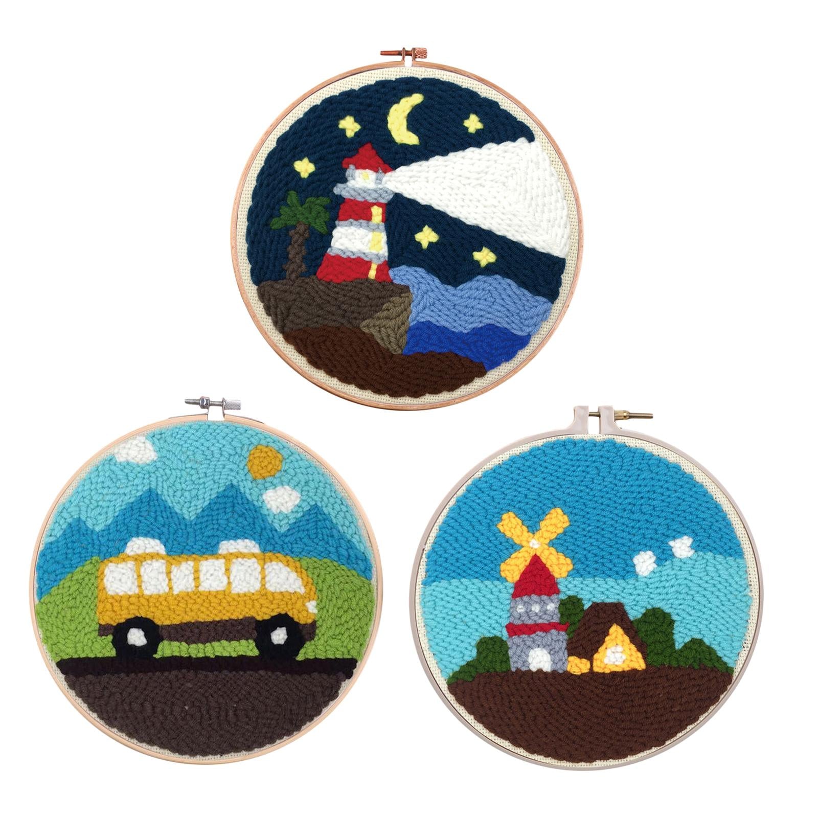Punch Needle Embroidery Kit Rug Hooking Kit Beginner Cotton for Adults Lighthouse