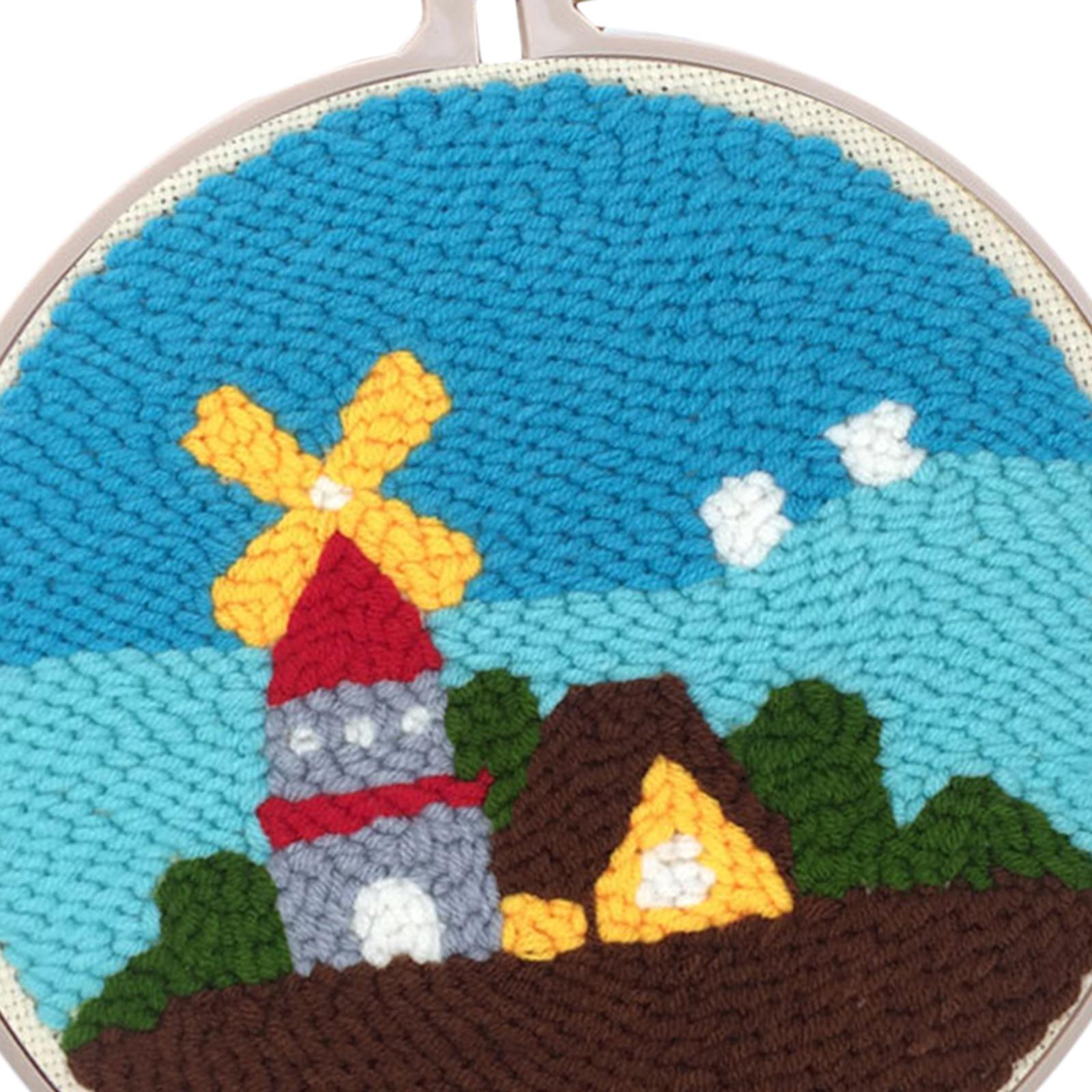 Punch Needle Embroidery Kit Rug Hooking Kit Beginner Cotton for Adults  Windmill