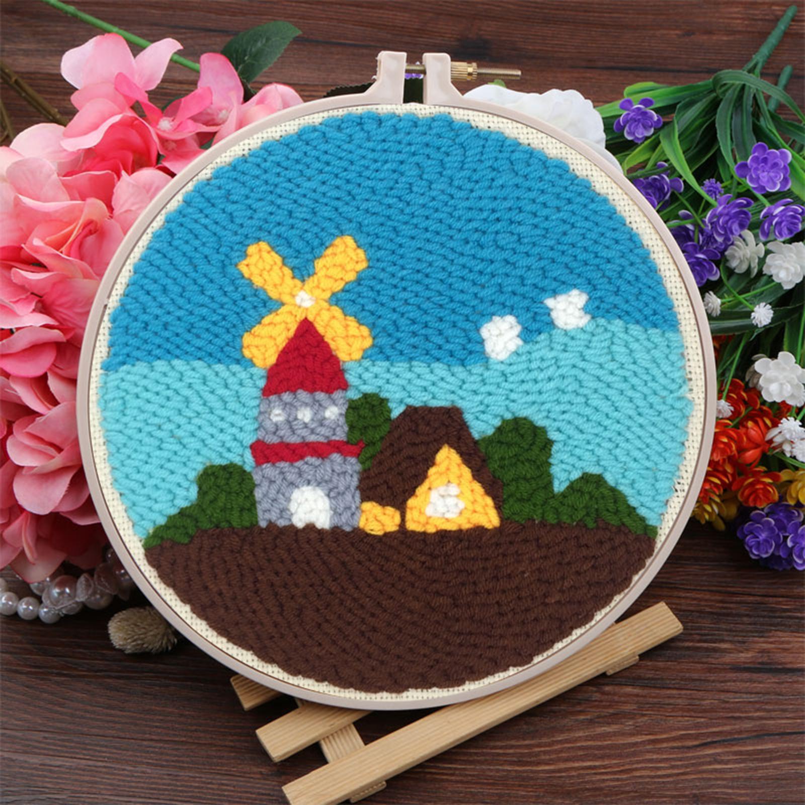 Punch Needle Embroidery Kit Rug Hooking Kit Beginner Cotton for Adults  Windmill