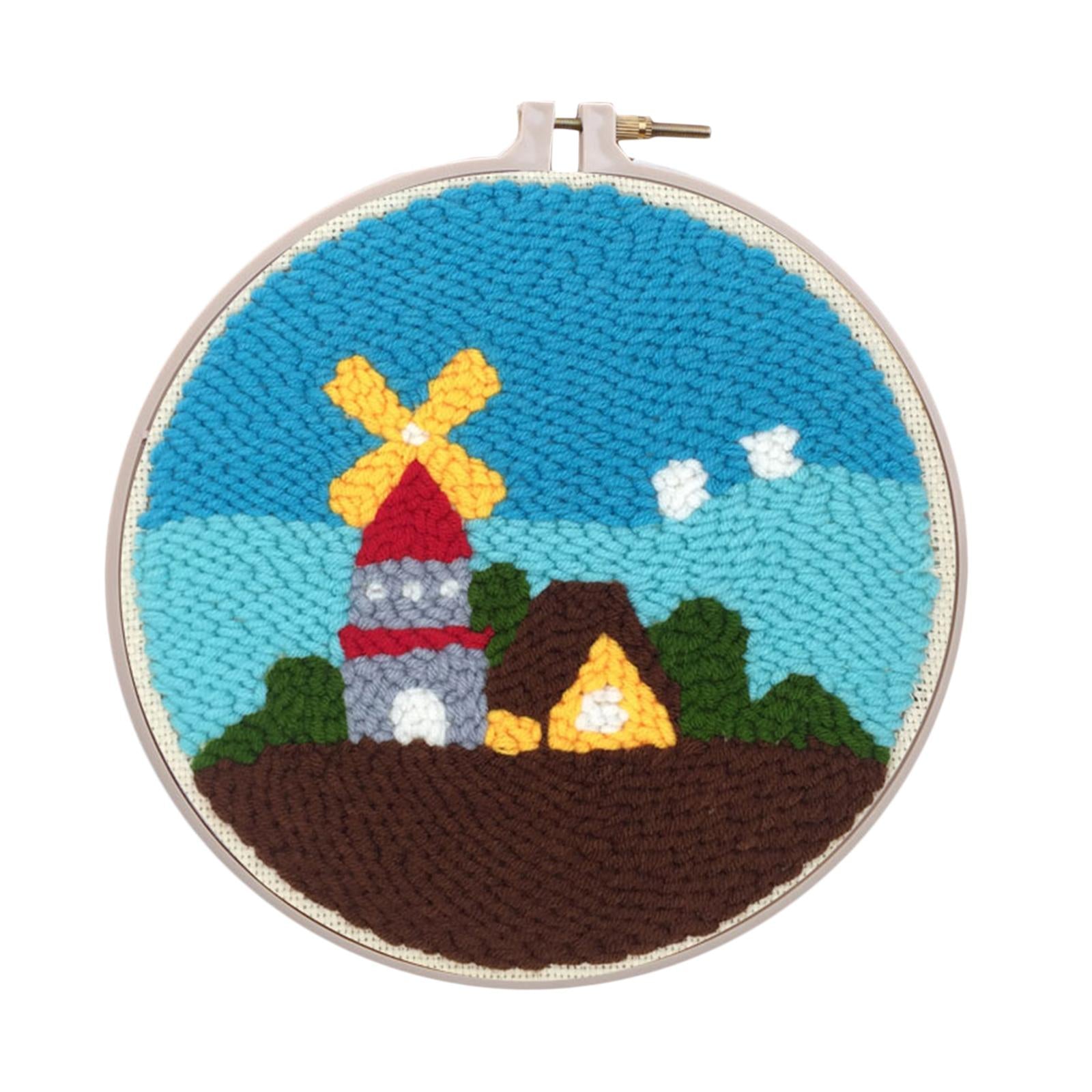 Punch Needle Embroidery Kit Rug Hooking Kit Beginner Cotton for Adults  Windmill